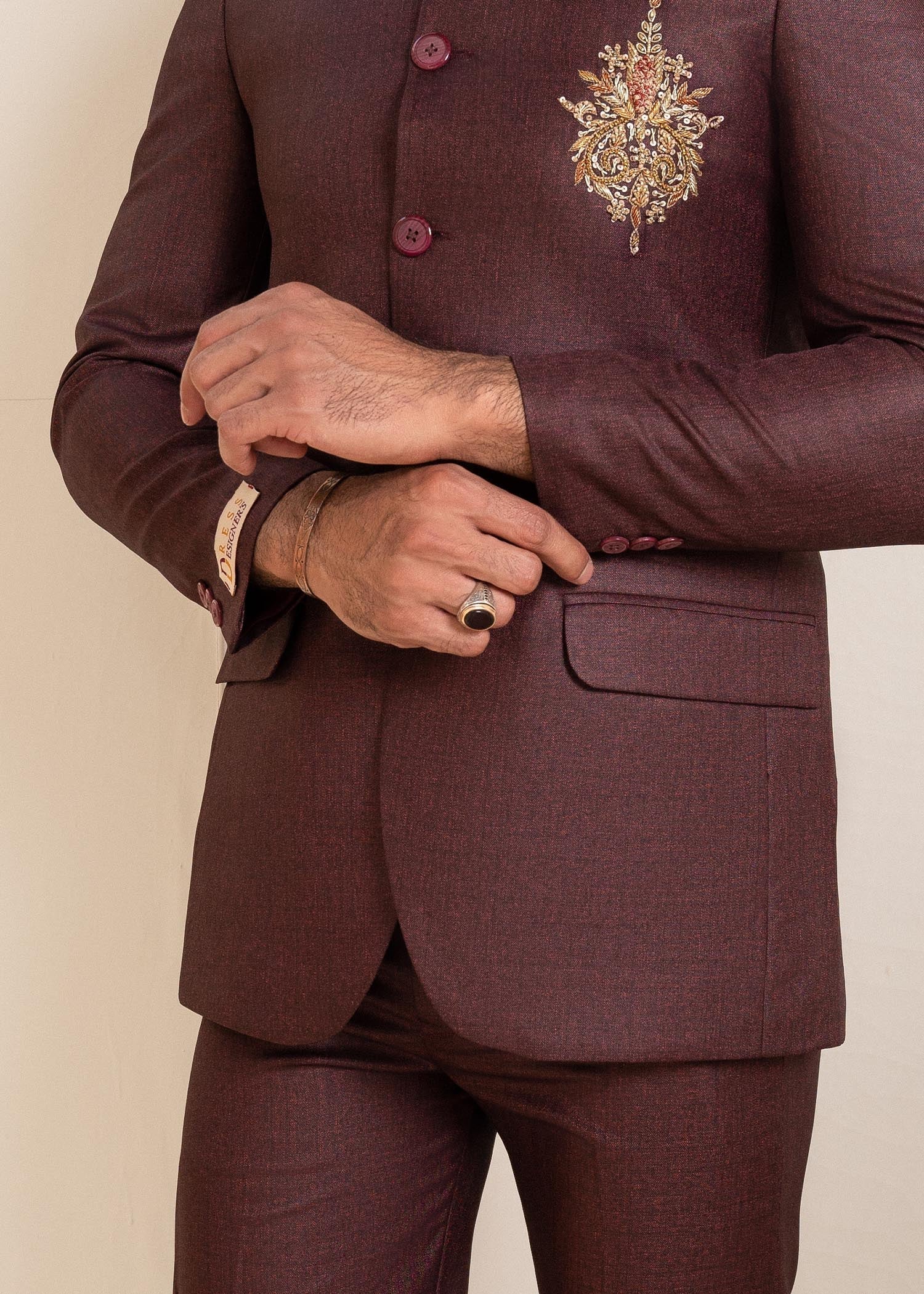 tropical Prince Coat in Maroon