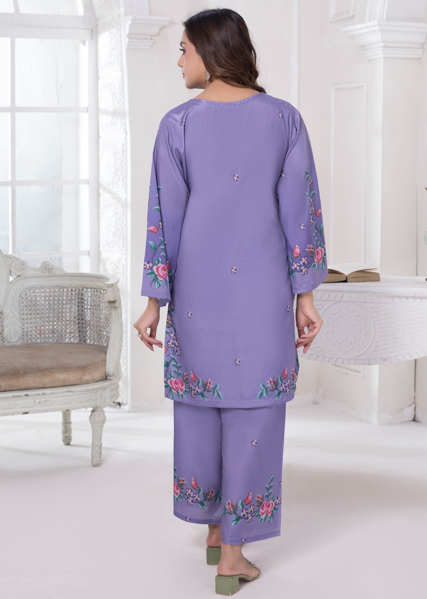 polyester crepe Co Ord Sets in Purple, lavender