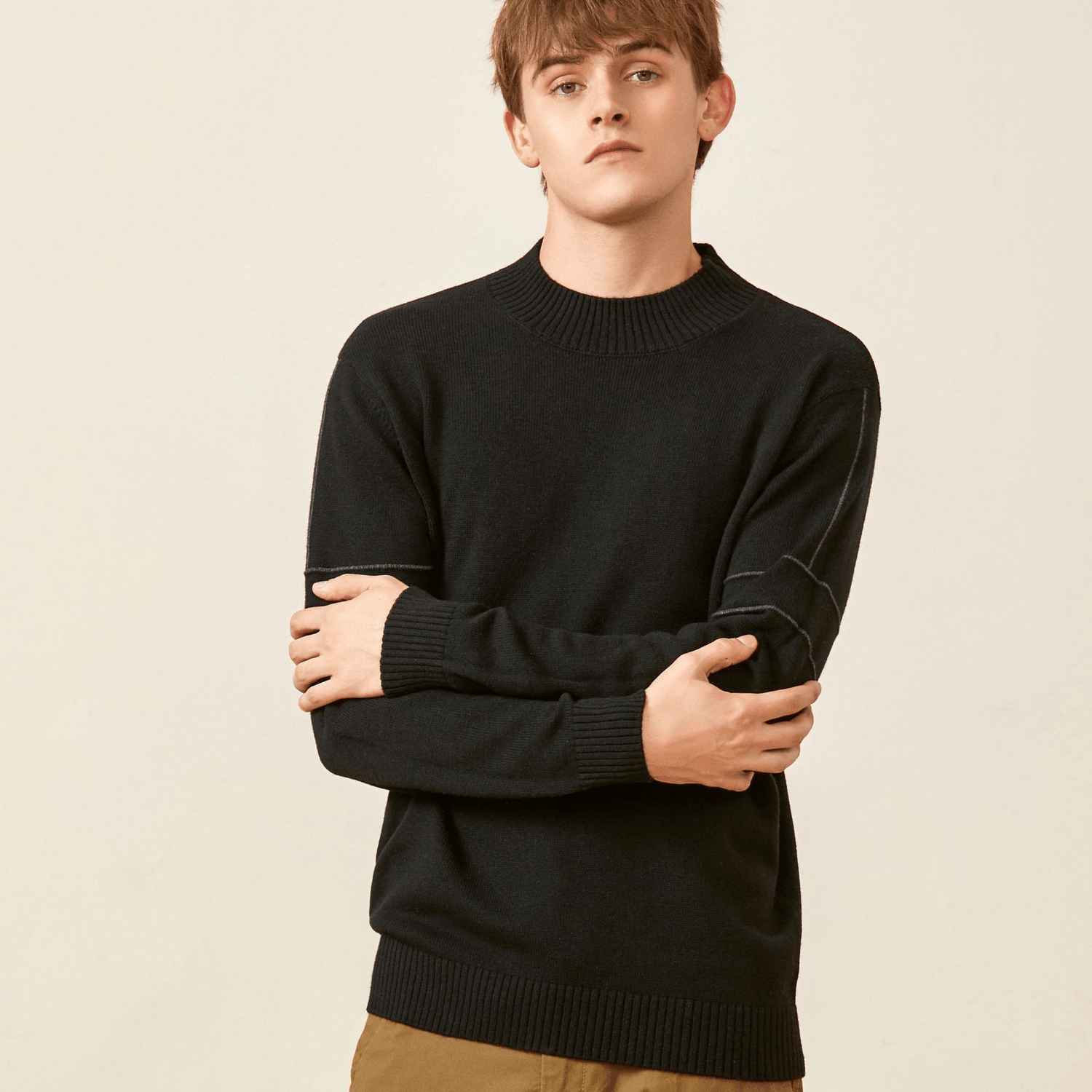 Autumn and Winter Slim-Fitting Threaded Cuffs All-Match Blouse Men