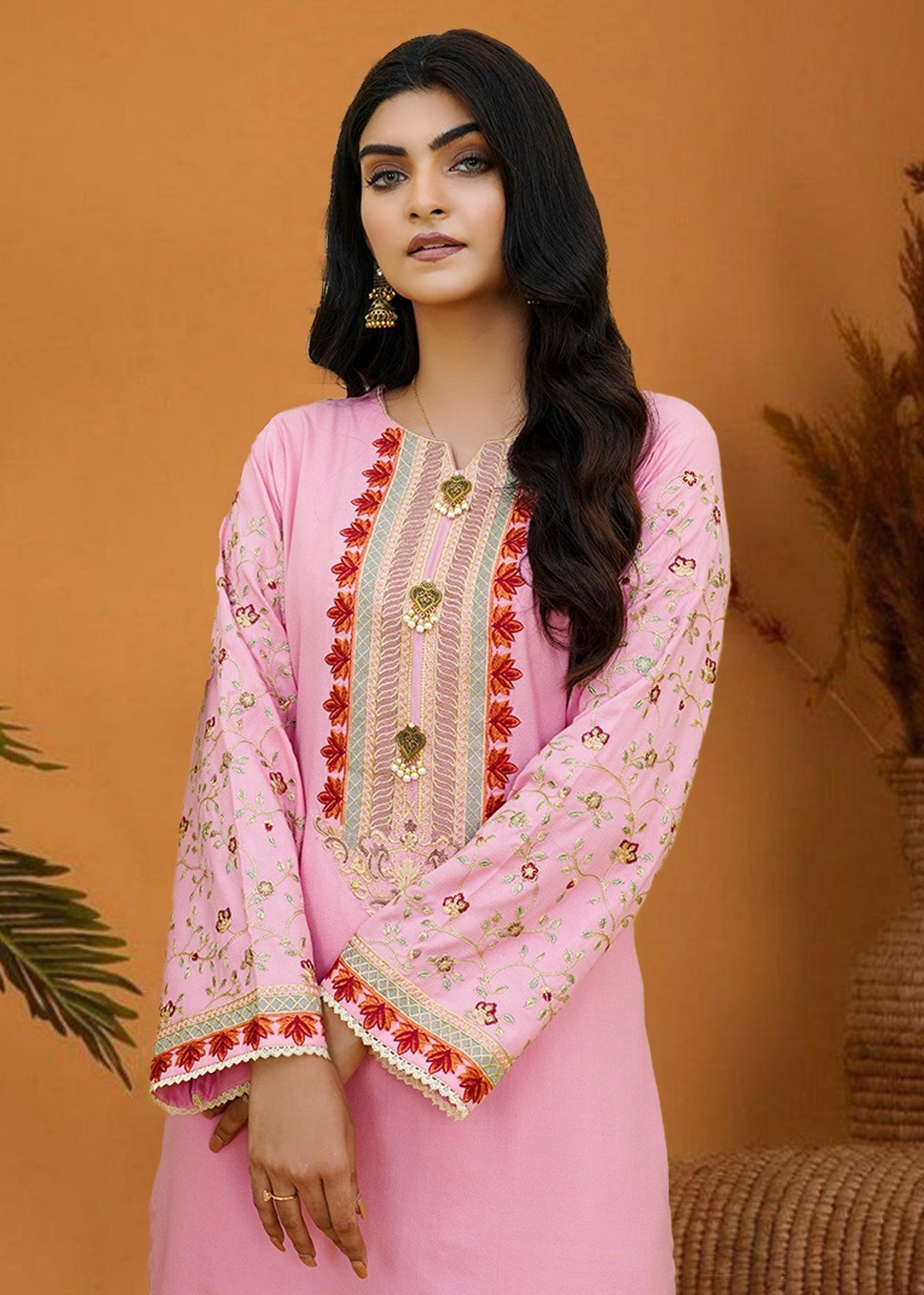karandi Unstitched in Baby pink