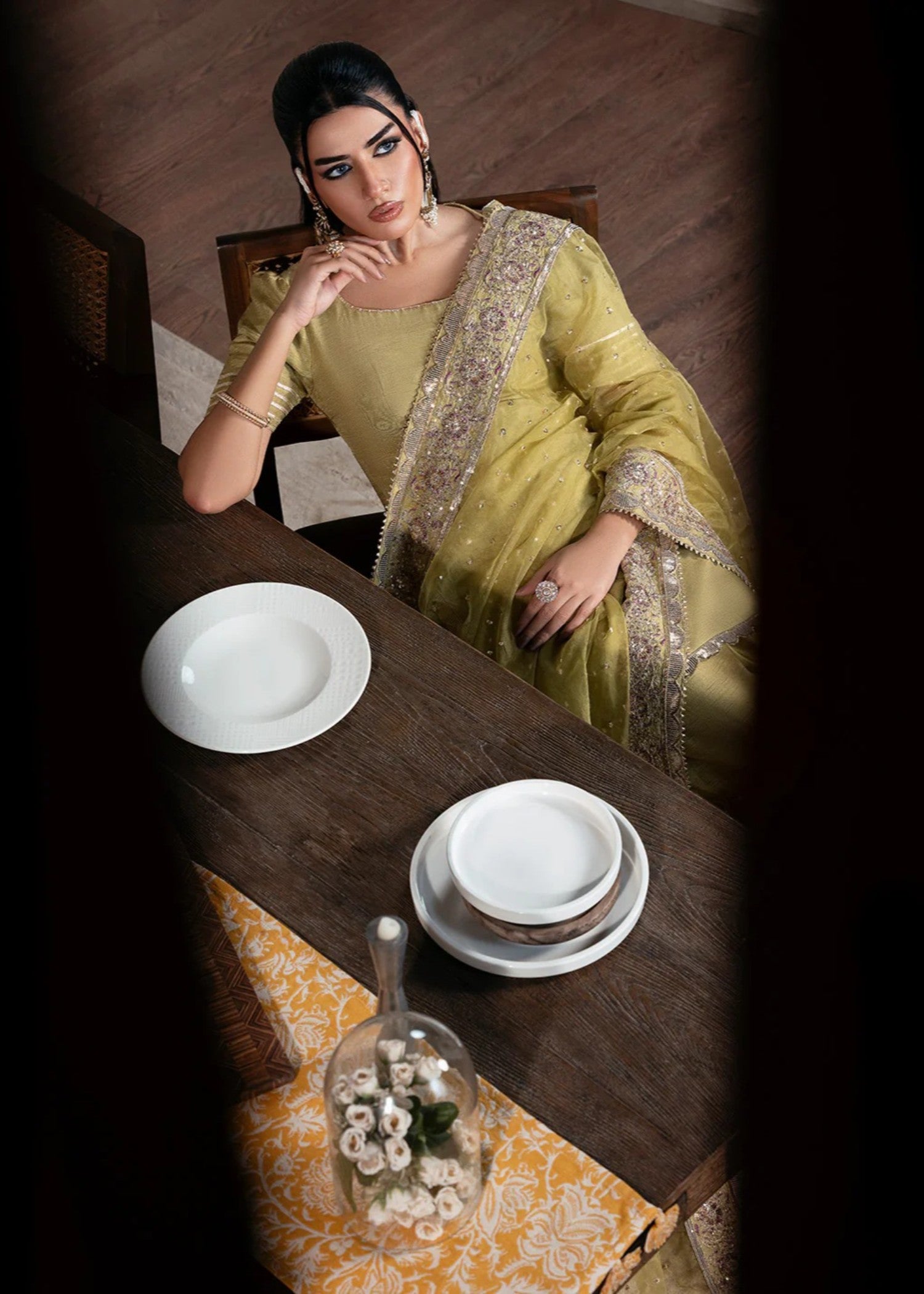 raw silk Unstitched in Lime green