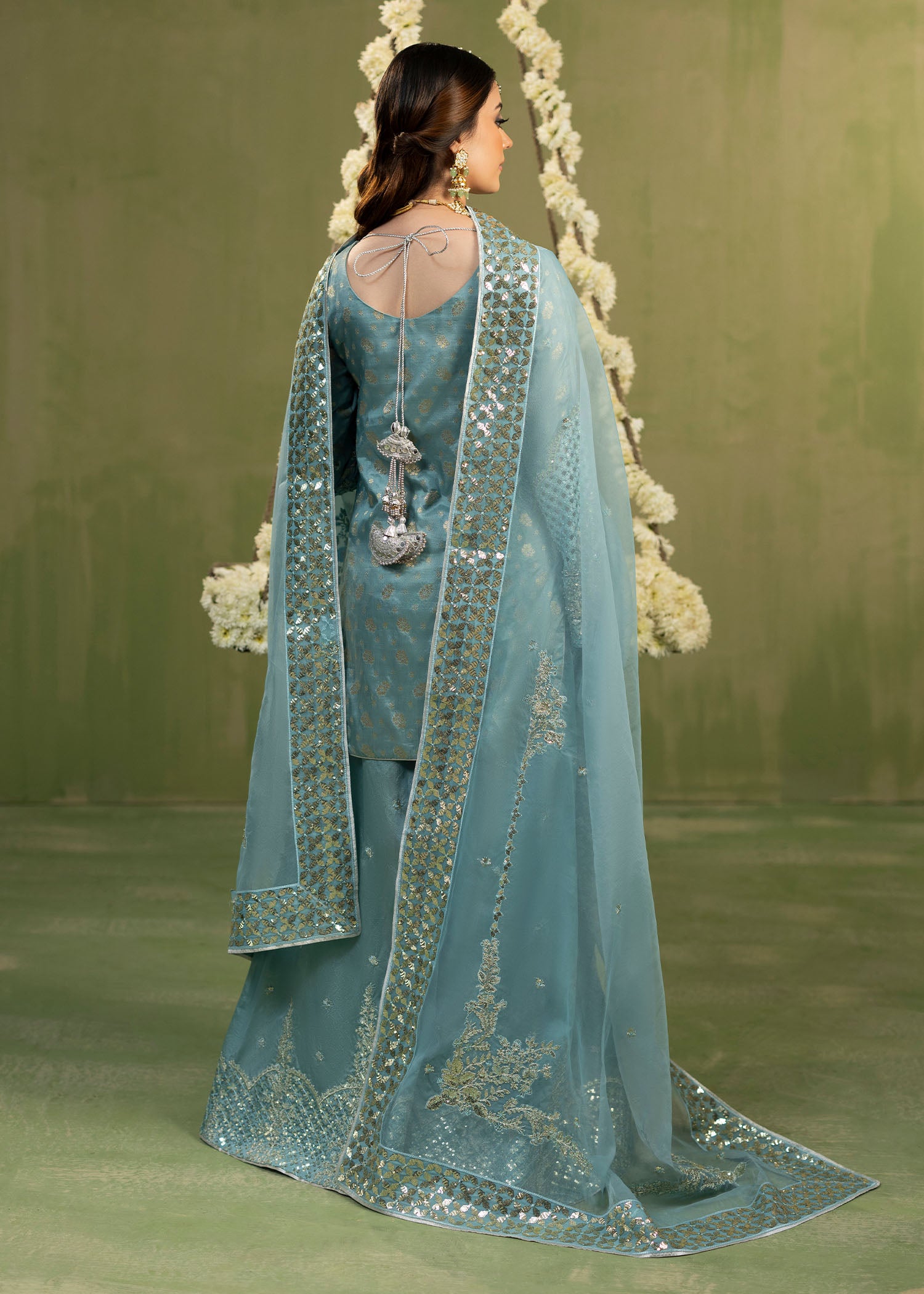 jamawar Sharara in Powder blue