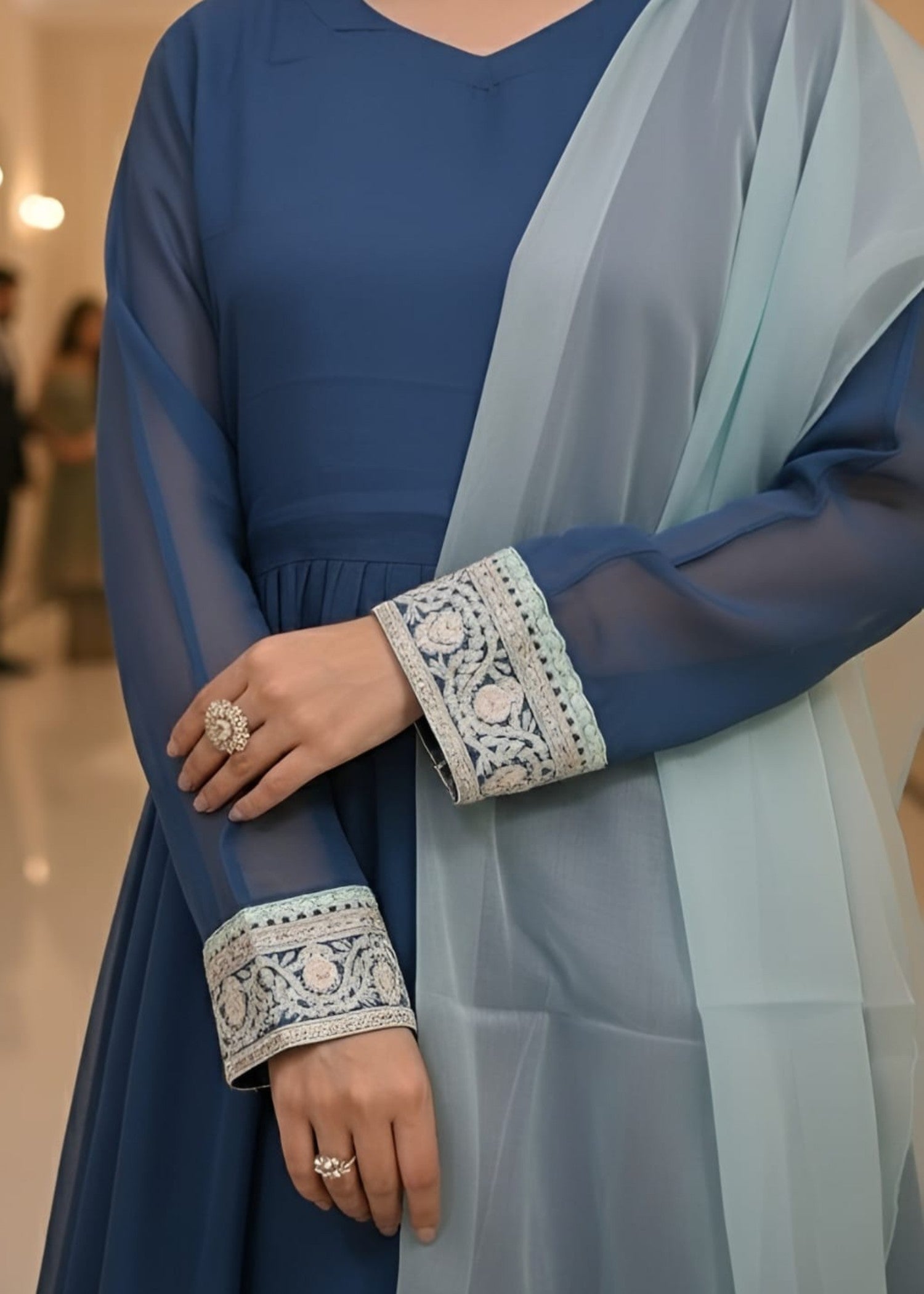 chiffon Maxi in Steel blue