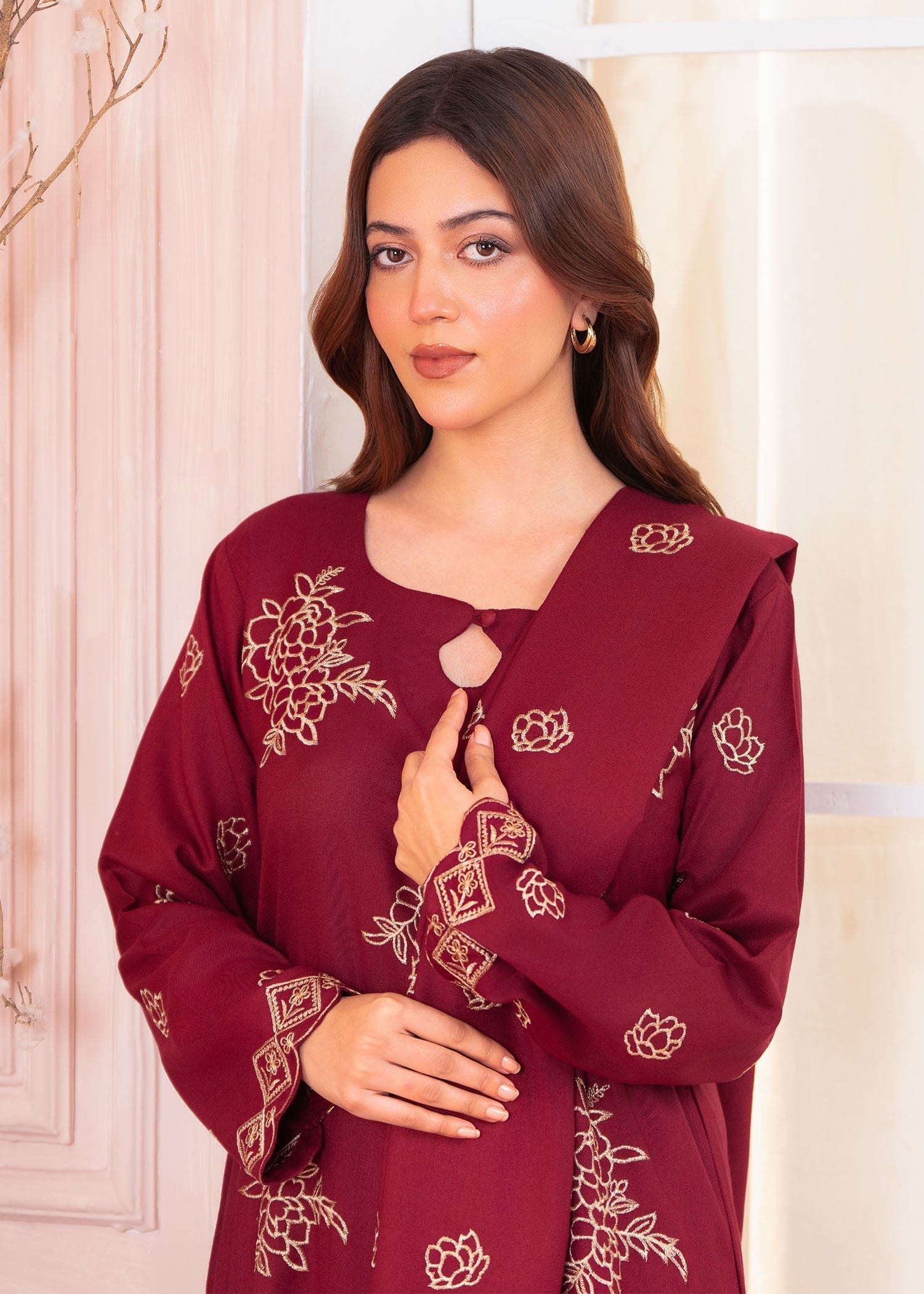 wool viscose Kurta Set in Maroon