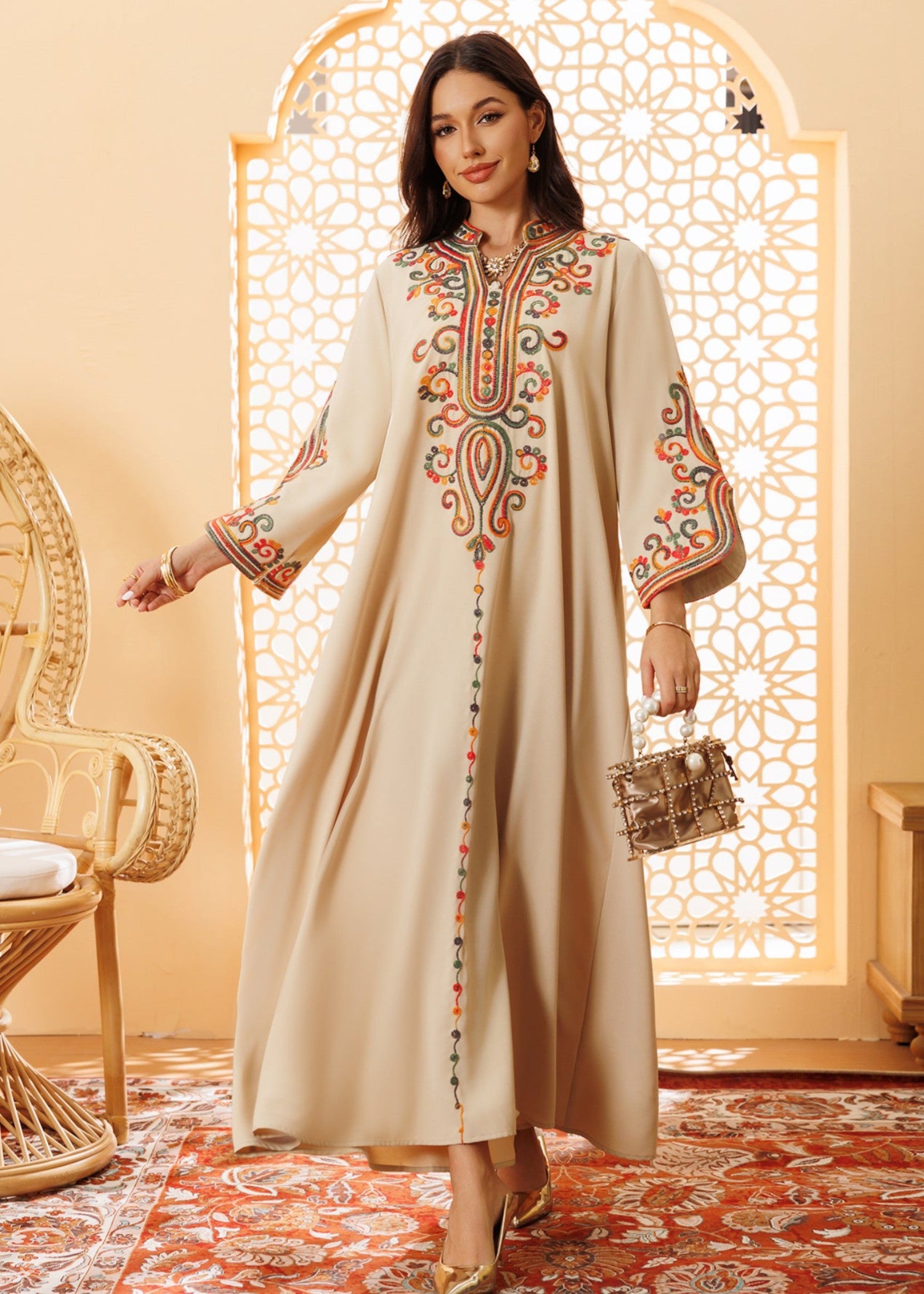 linen Kaftan in Beige