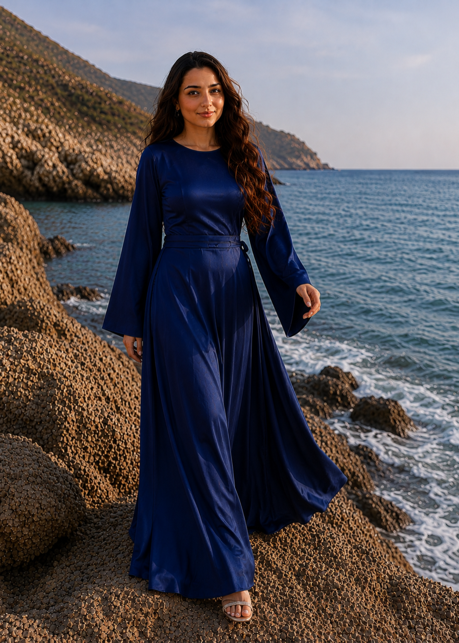 silk Dress in Navy blue