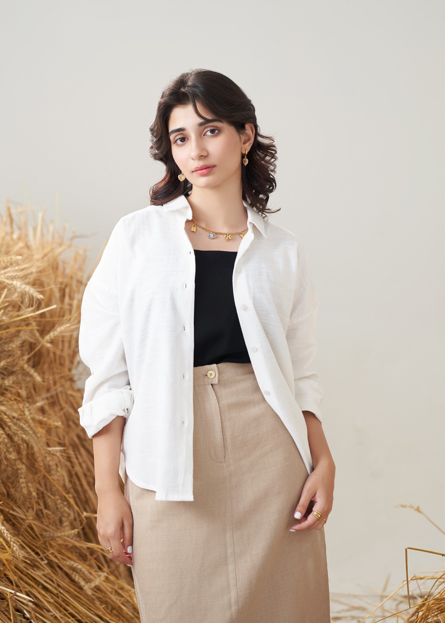 linen Top in White