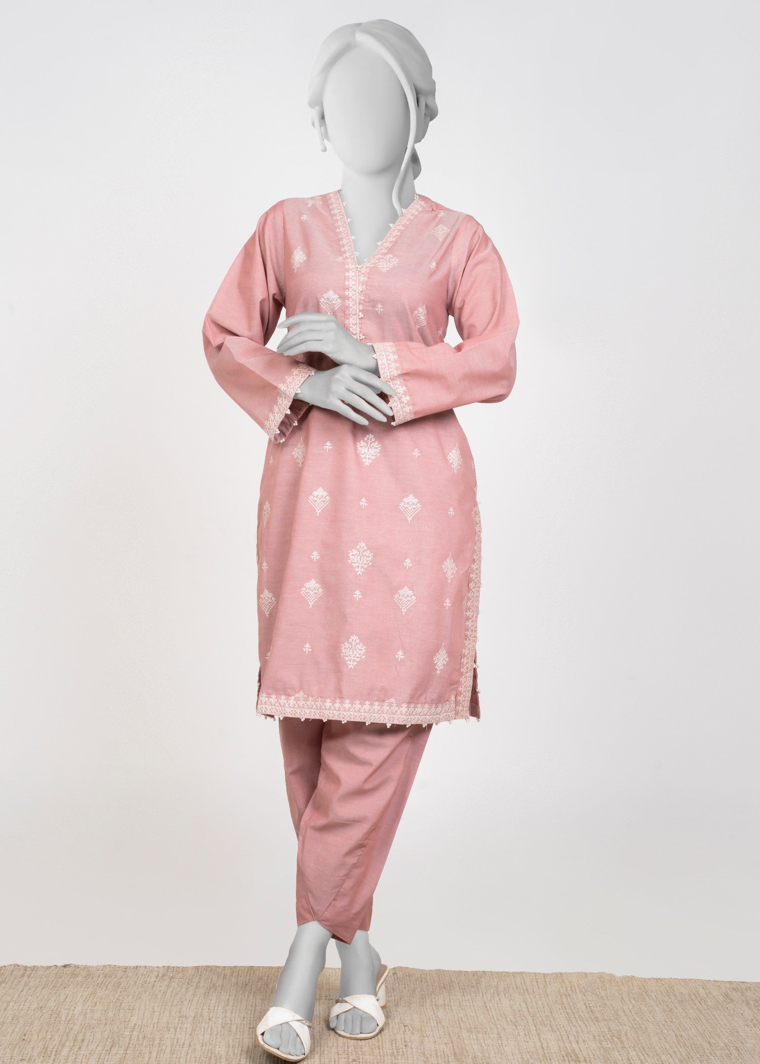 satin polyester Kurta Set in Pink