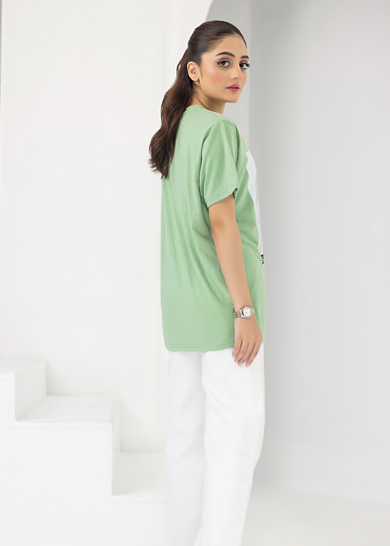 single jersey knit T Shirt in Pastel green
