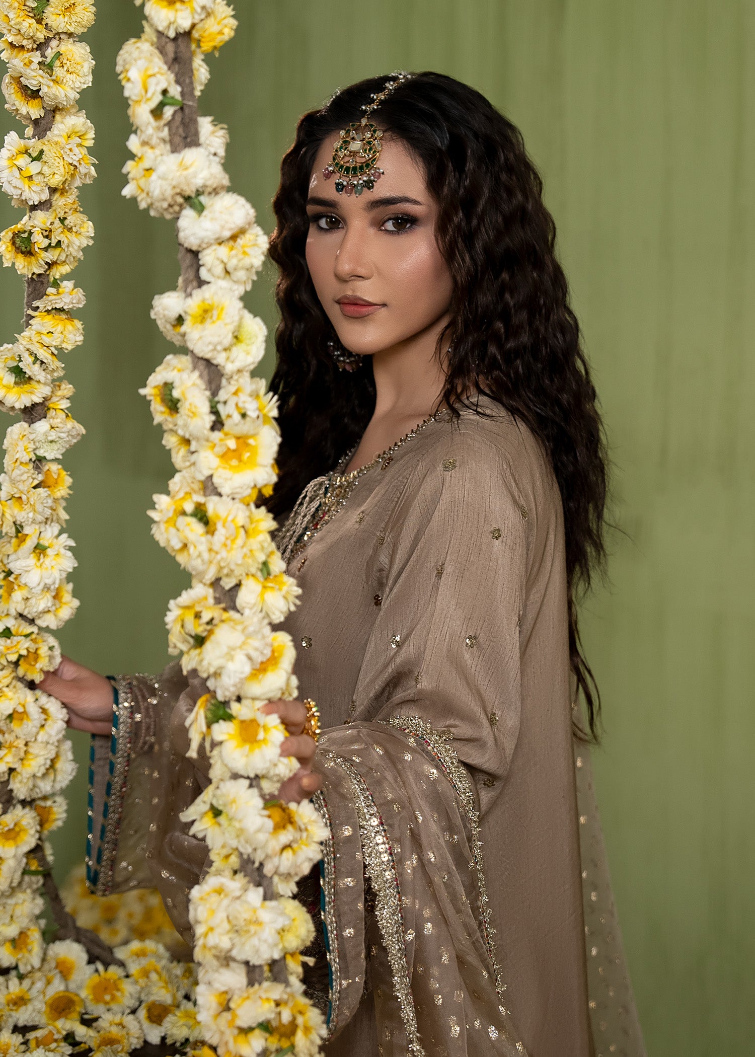 raw silk Kurta Set in Brown