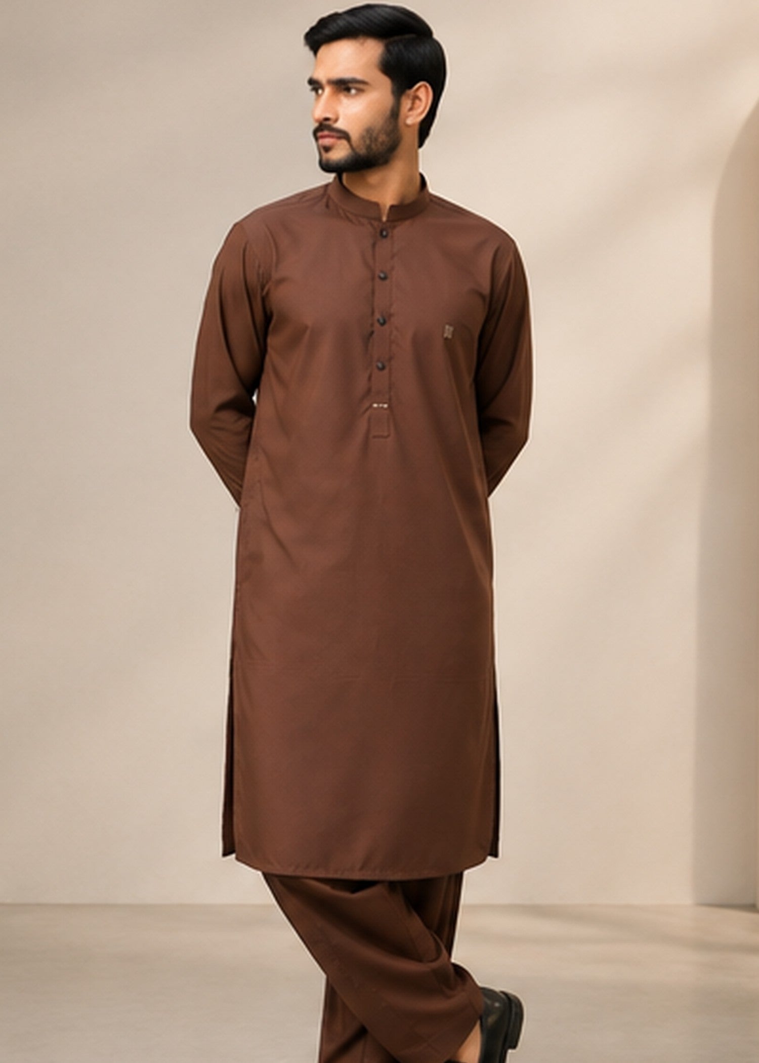 wash & wear Shalwar Kameez in Brown