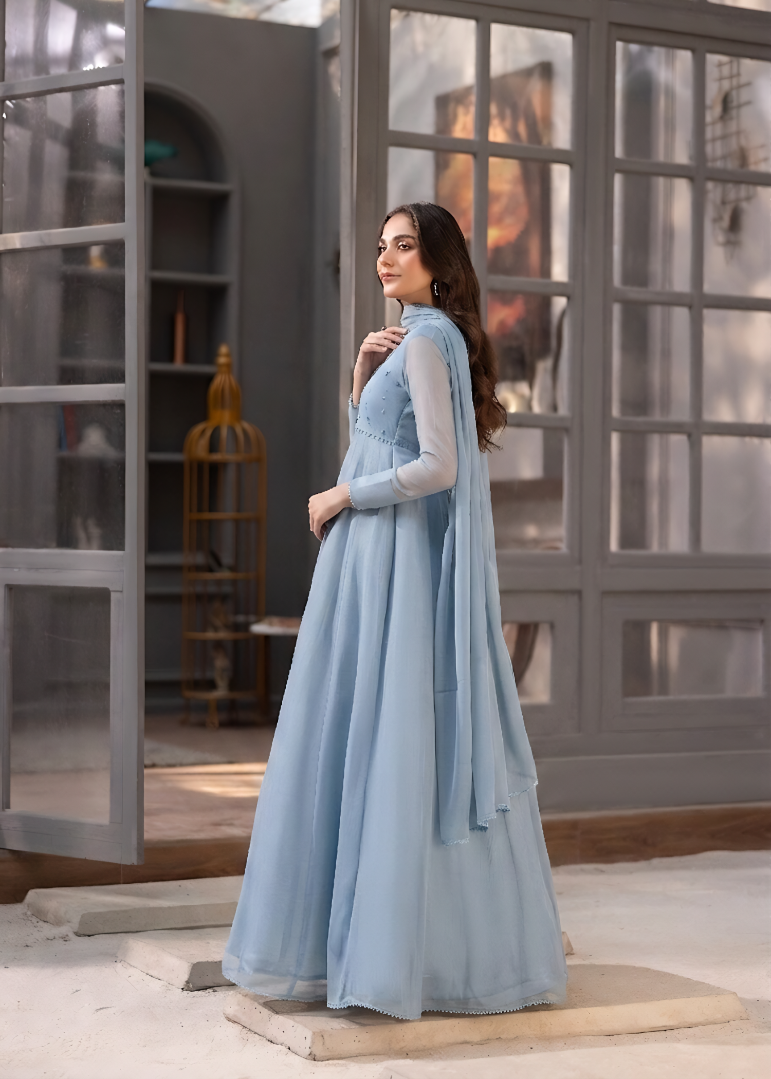 chiffon Maxi in Light blue
