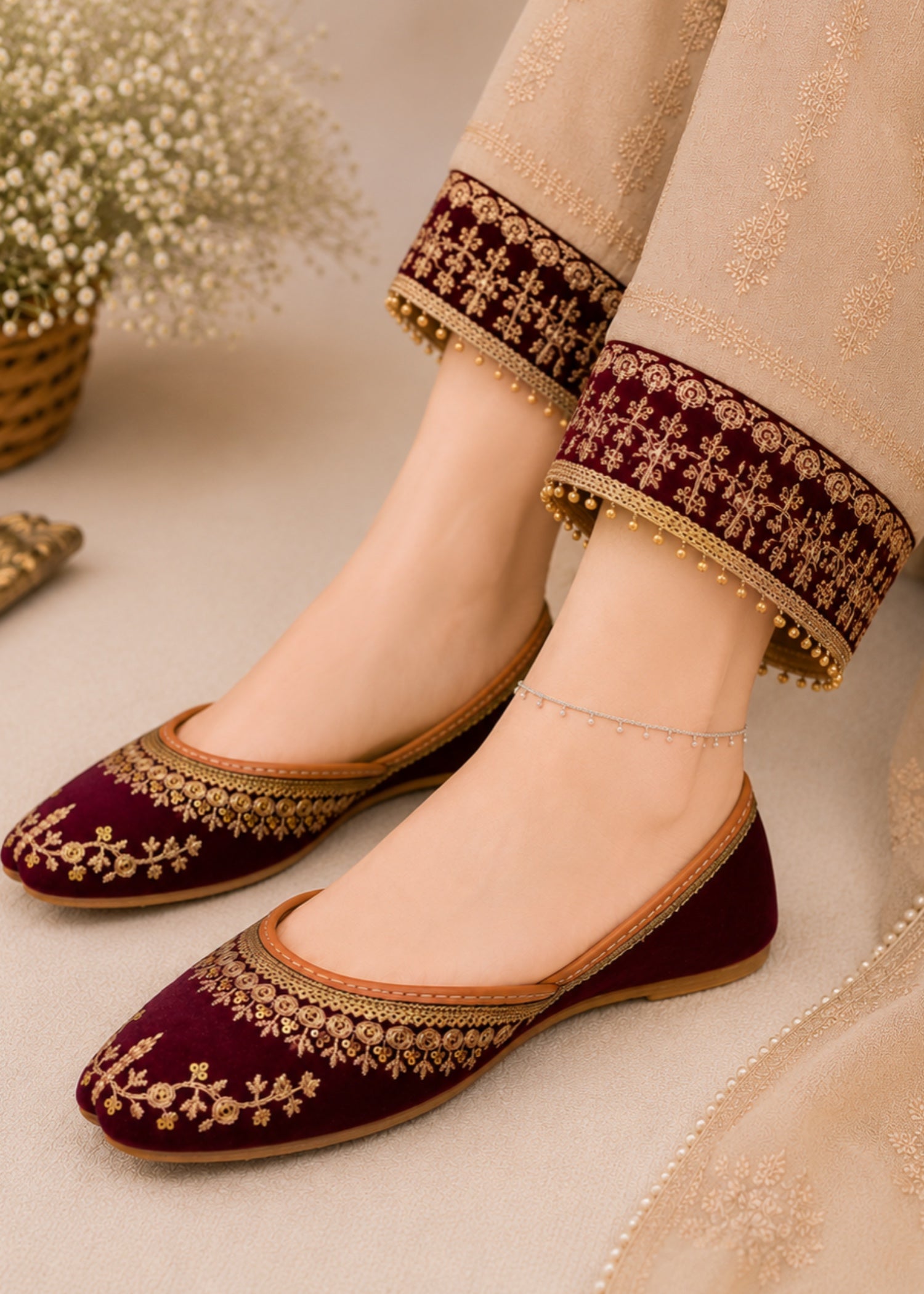 Khussa in Maroon by - High Quality Women Khussa OLX6854