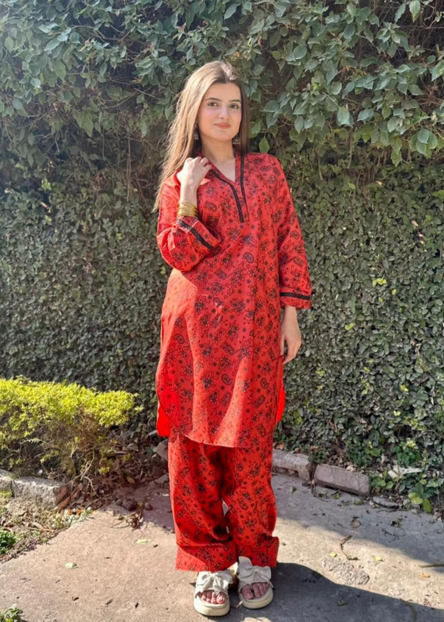 arabic lawn Co Ord Sets in Rust orange