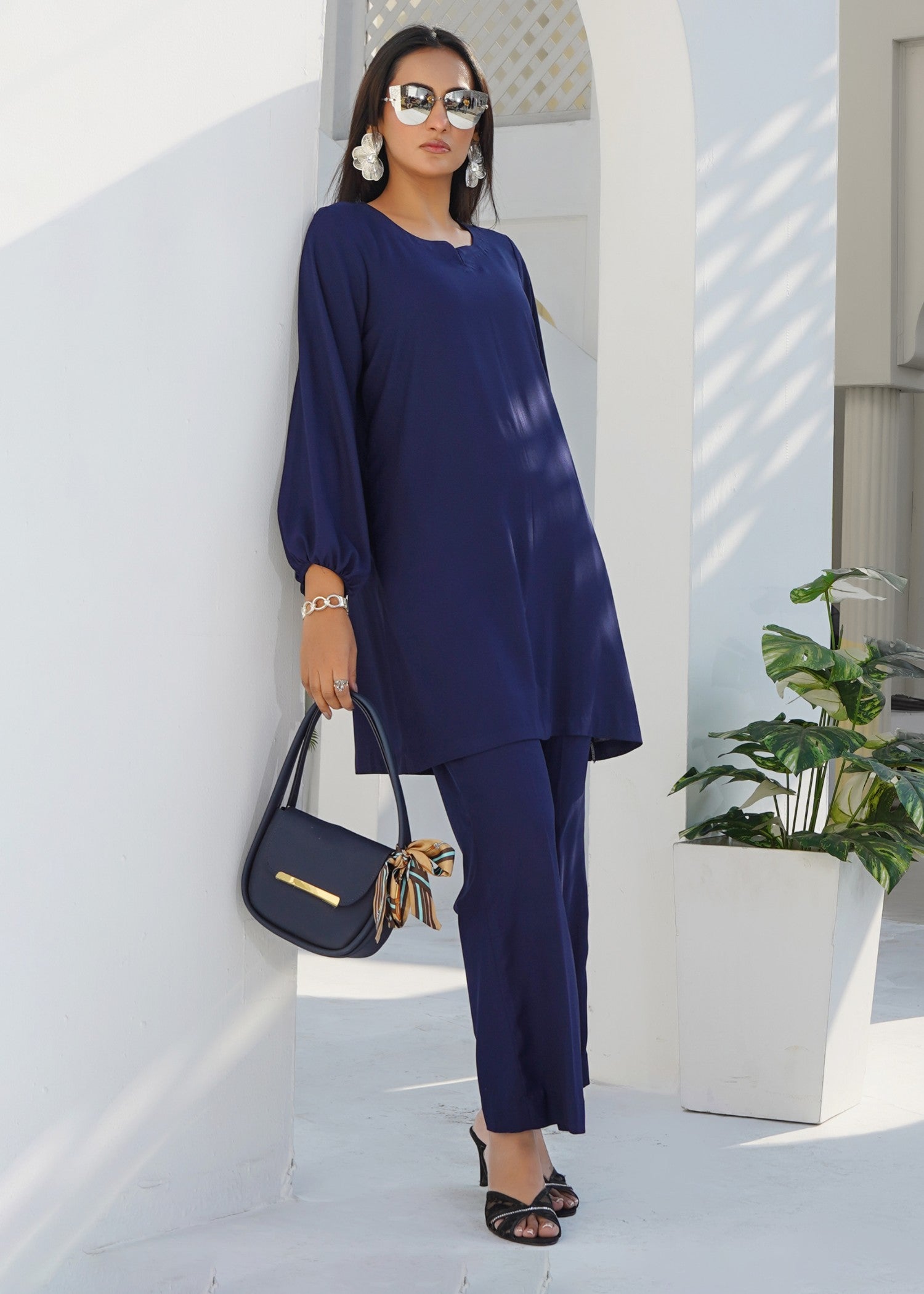 silk georgette Co Ord Sets in Navy blue