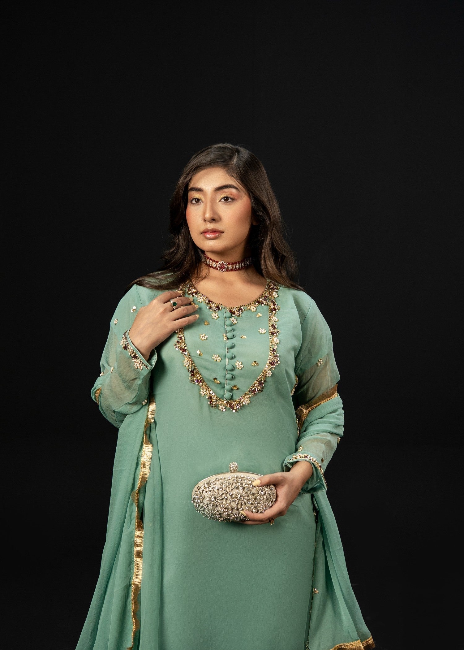 chiffon Sharara in Pastel green