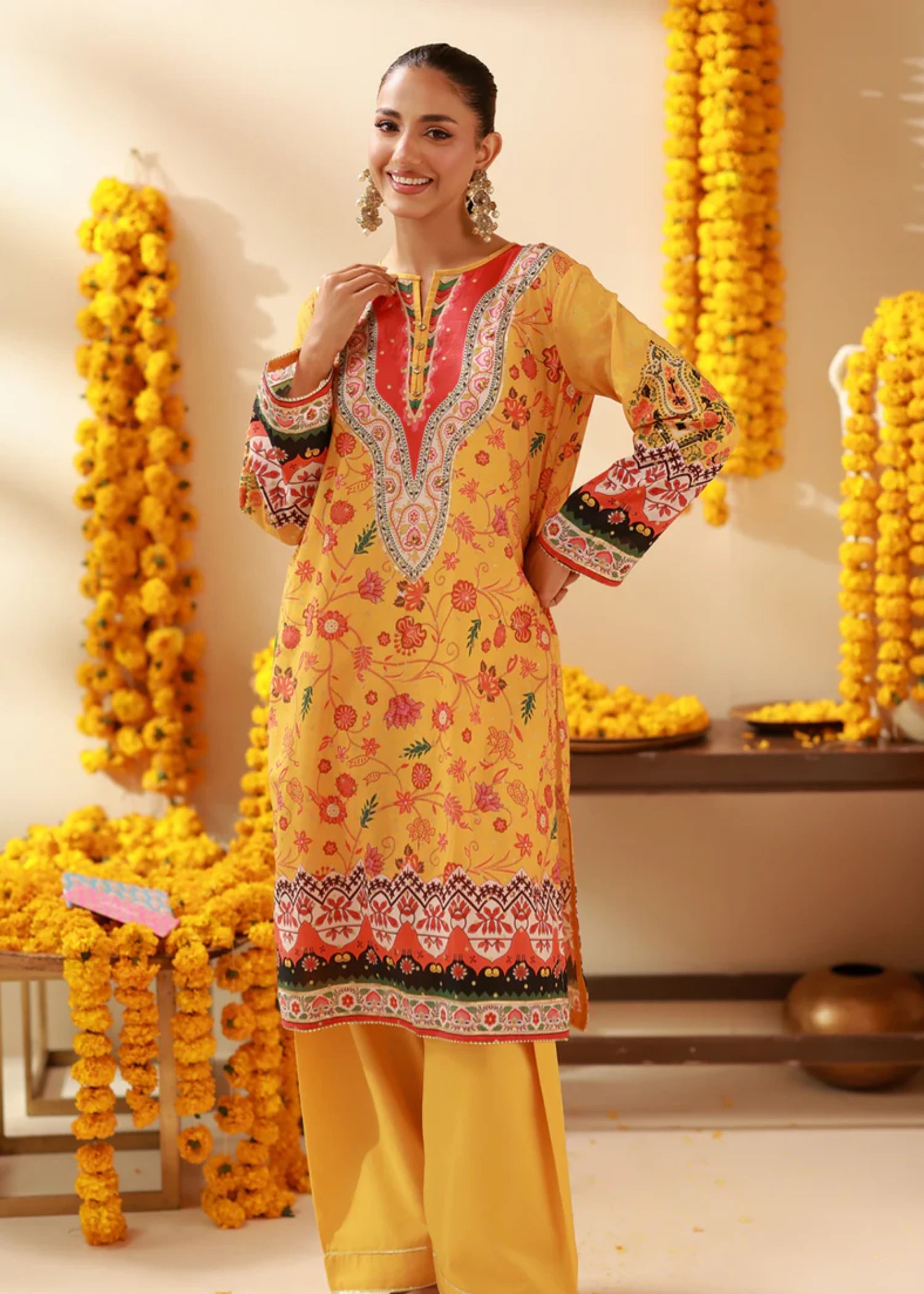lawn Kurta Set in Mustard
