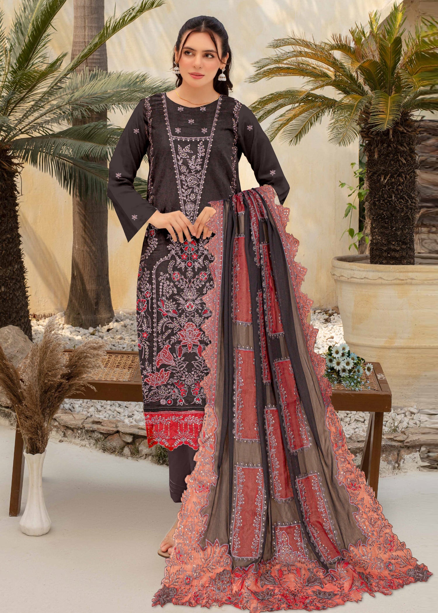 viscose Unstitched in Charcoal black