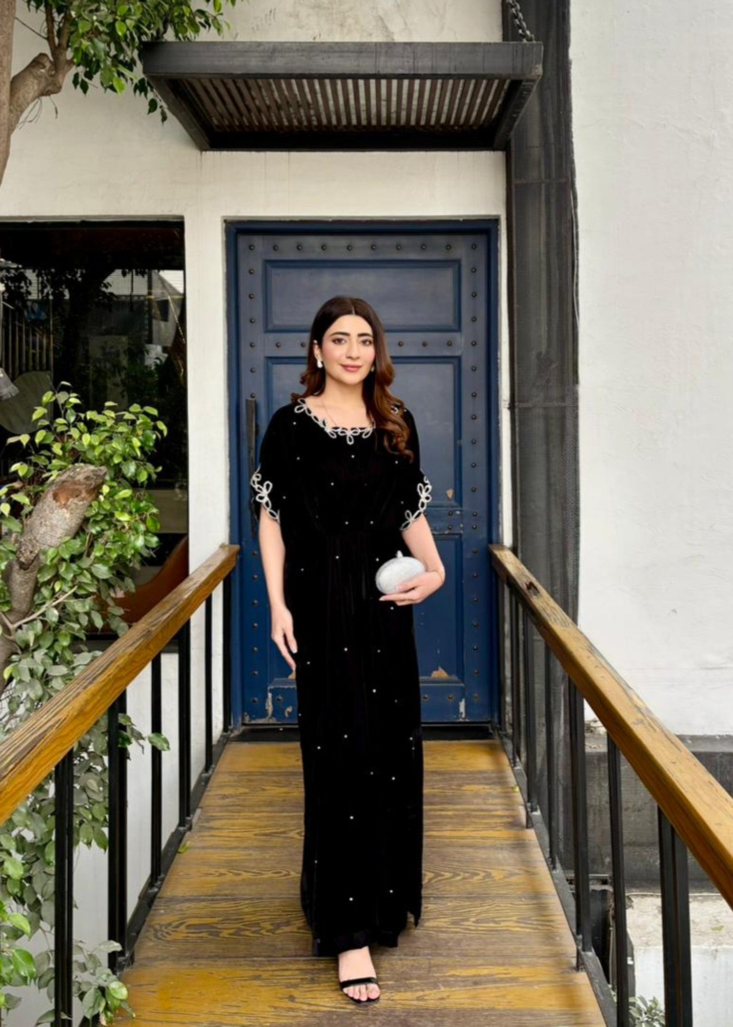 velvet Kaftan in Black