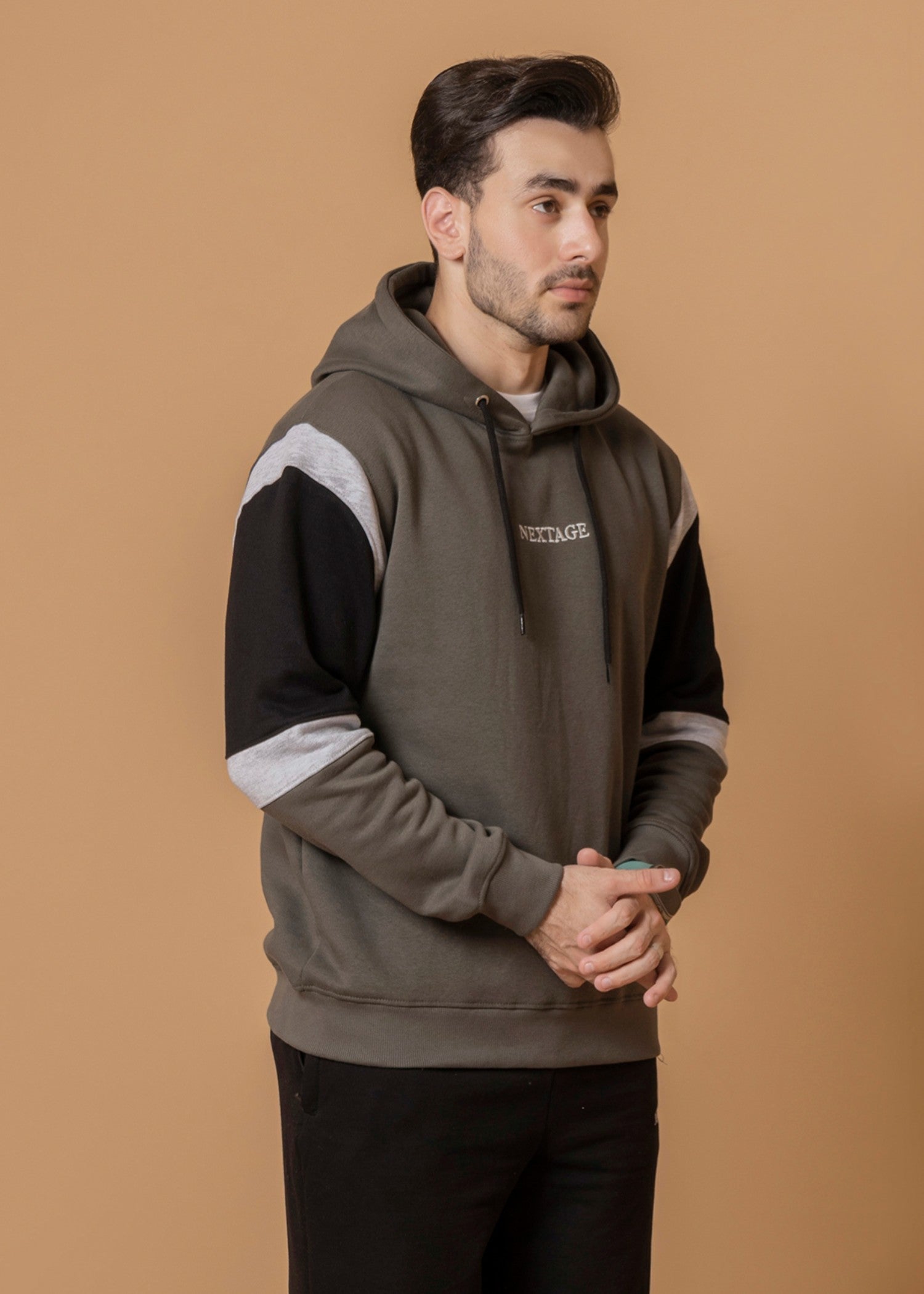 fleece Tracksuit in Olive green, black