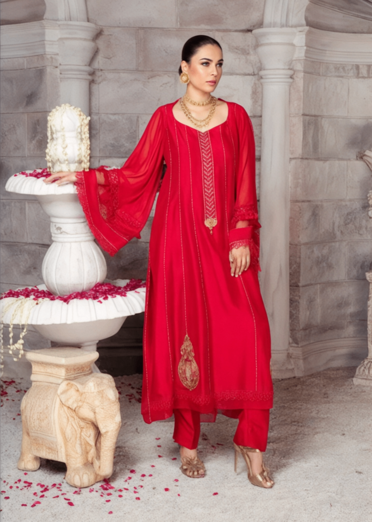 raw silk Kurti in Red