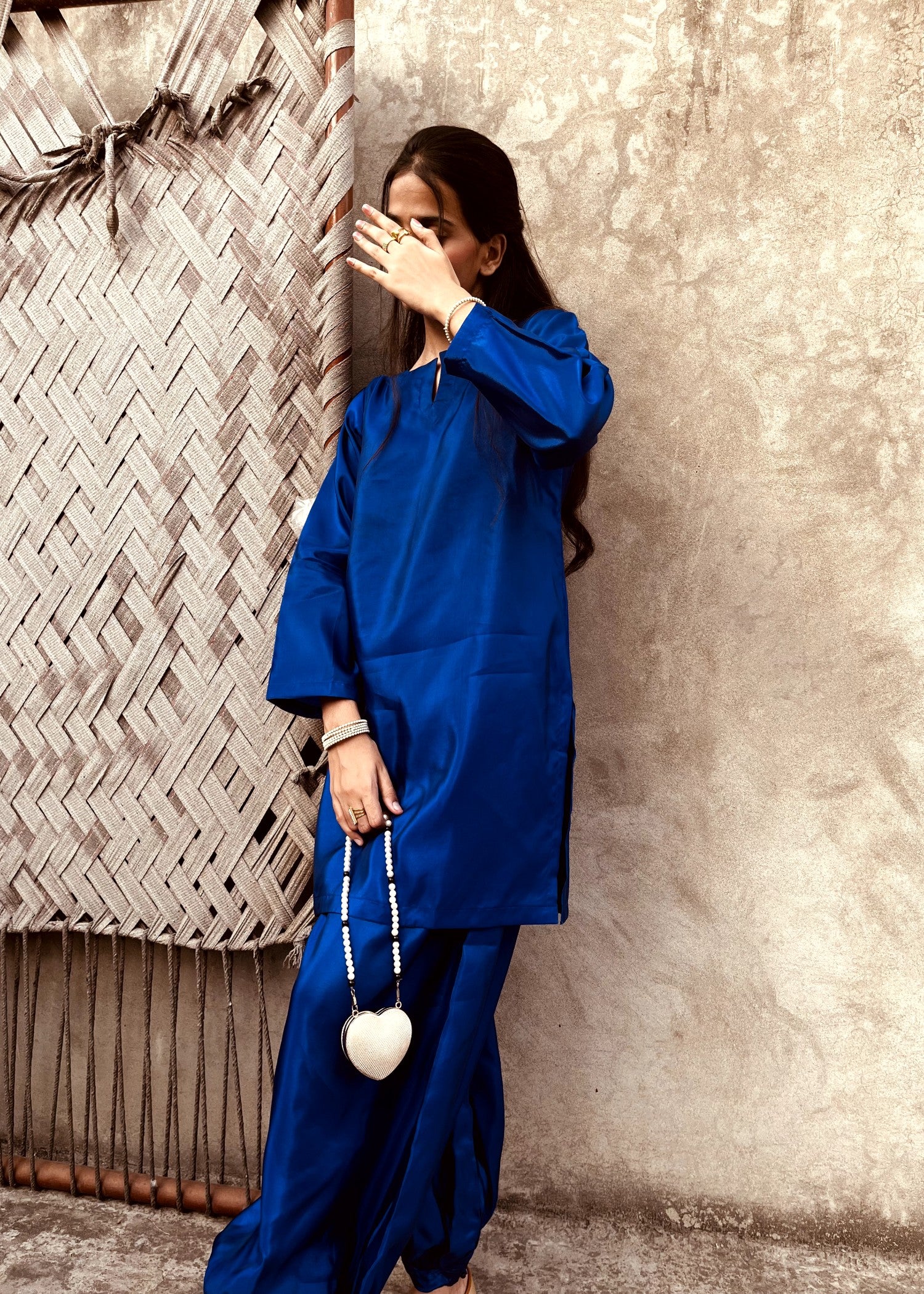poly silk Co Ord Sets in Sapphire blue