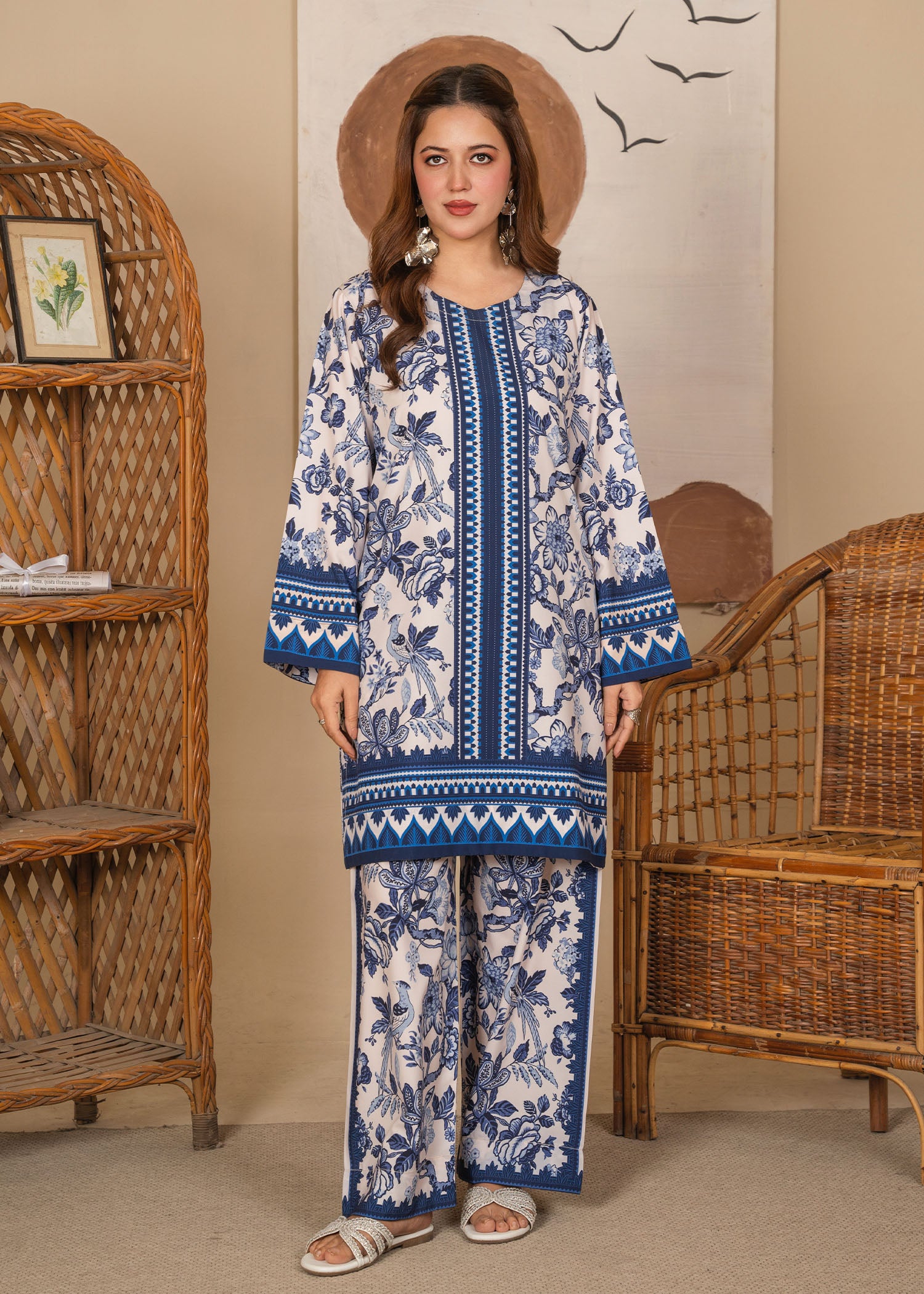 poly lawn Co Ord Sets in Royal blue