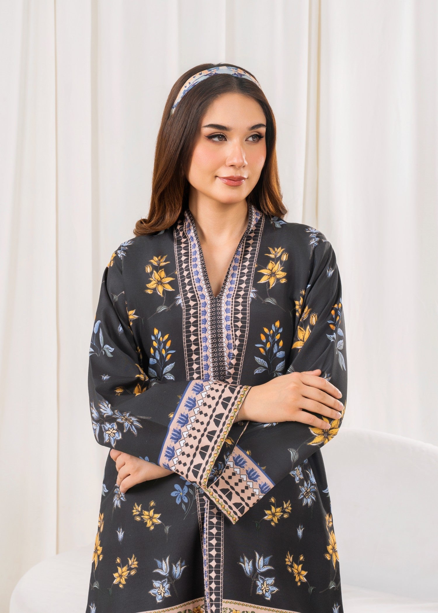 poly lawn Co Ord Sets in Black, yellow