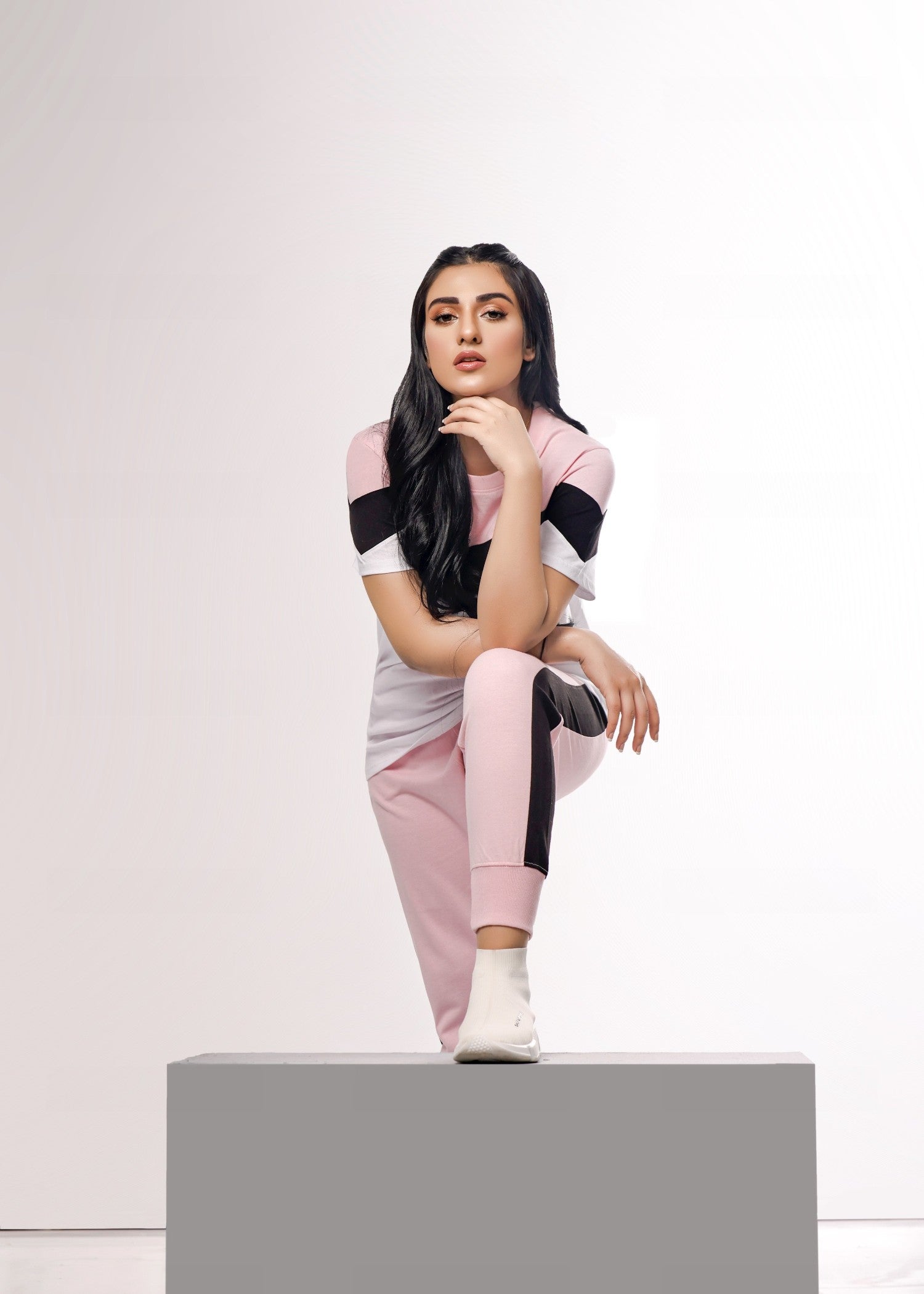 single jersey knit Tracksuit in Baby pink