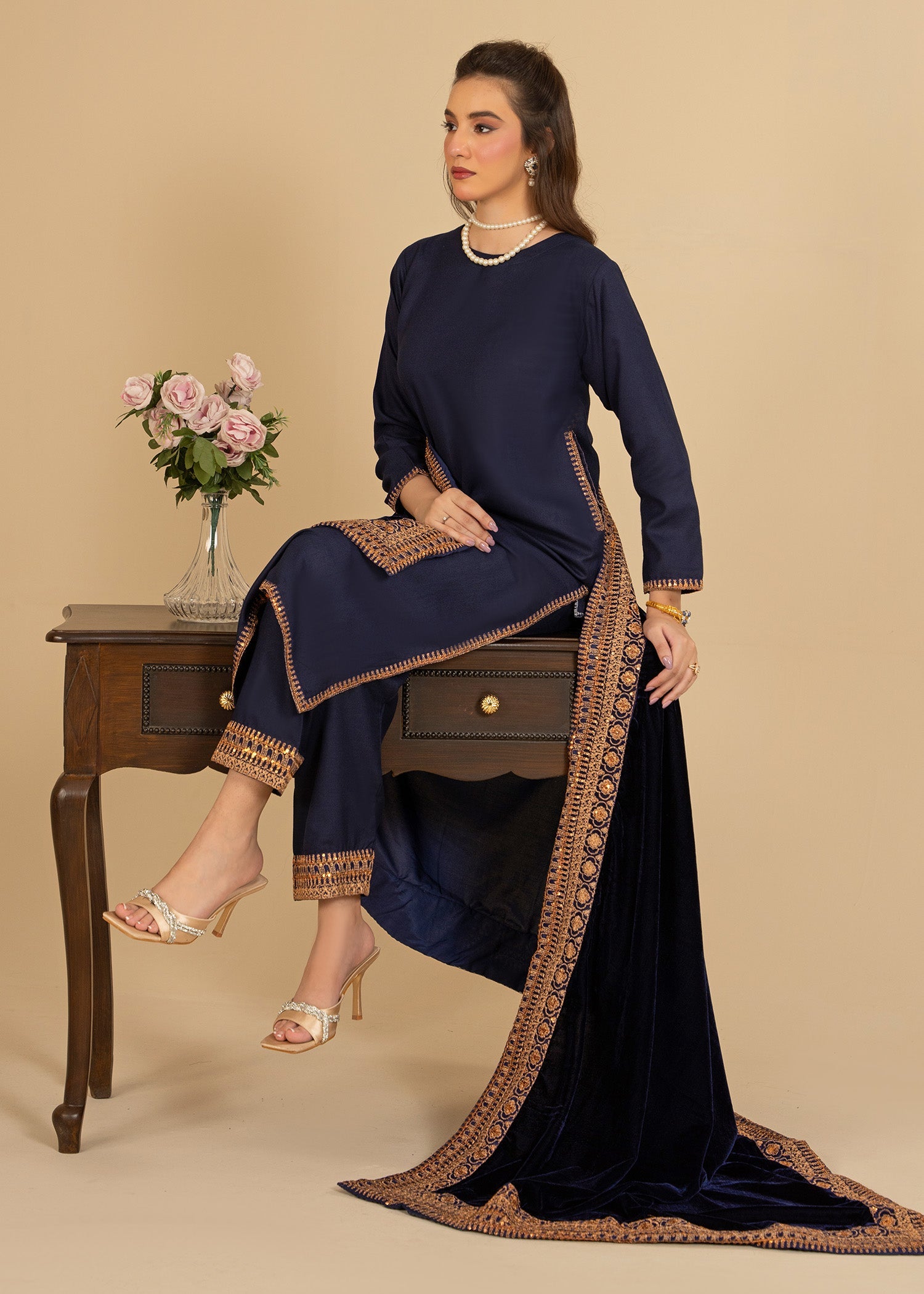 dhanak Kurta Set in Blue