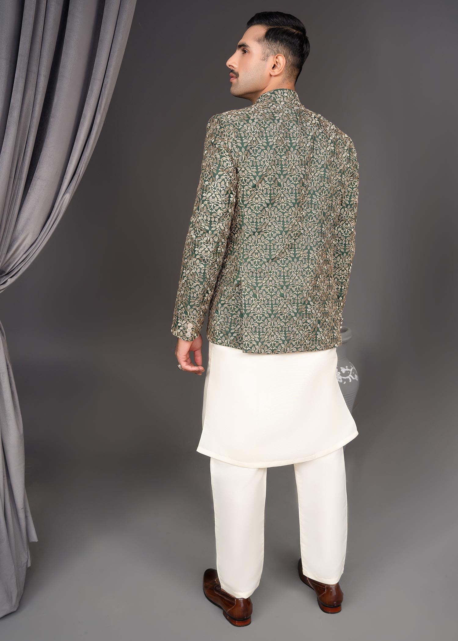 silk Prince Coat in Green