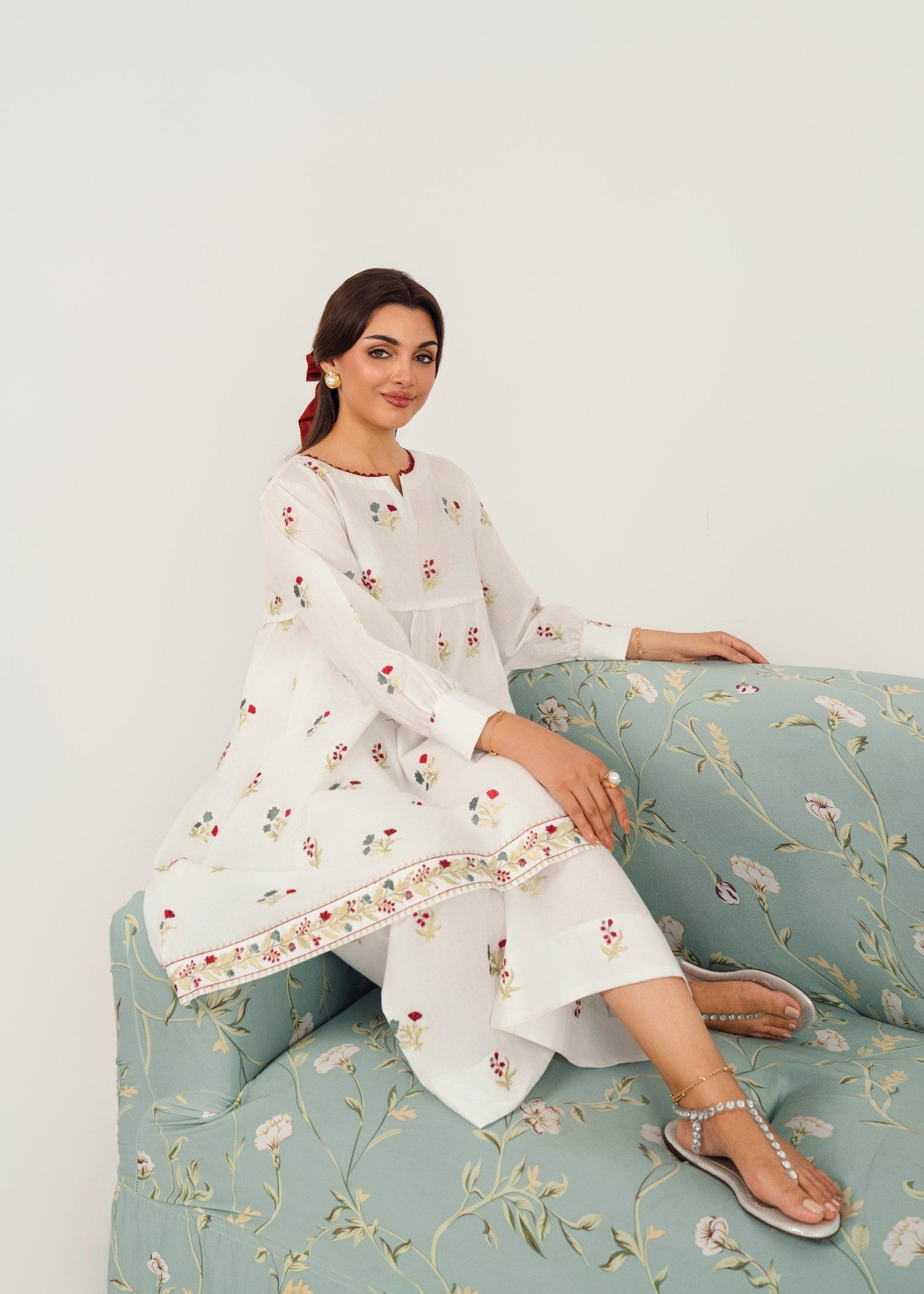 cotton Short Frock in White