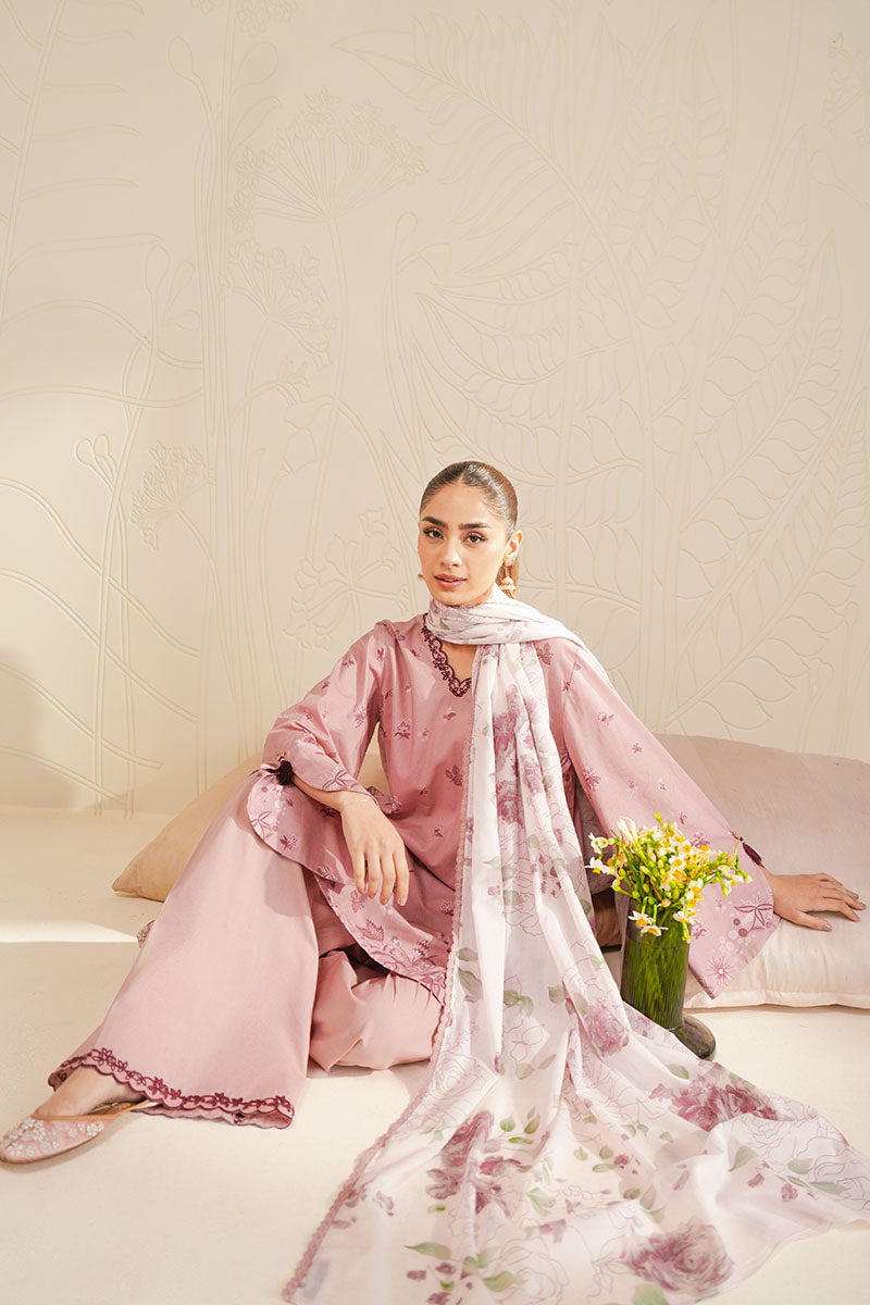 lawn Unstitched in Mauve pink