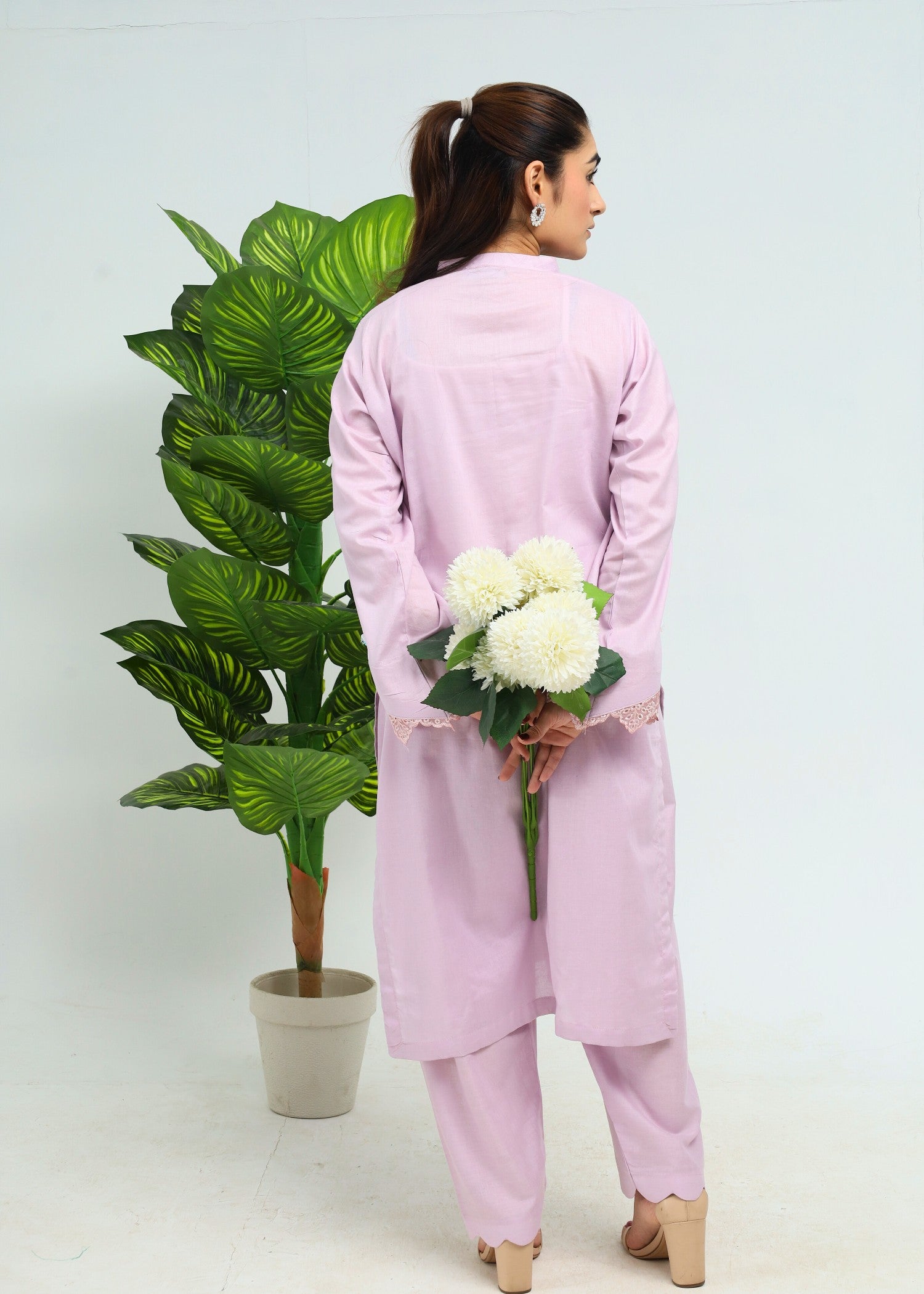 cotton Kurta Set in Lavender mist