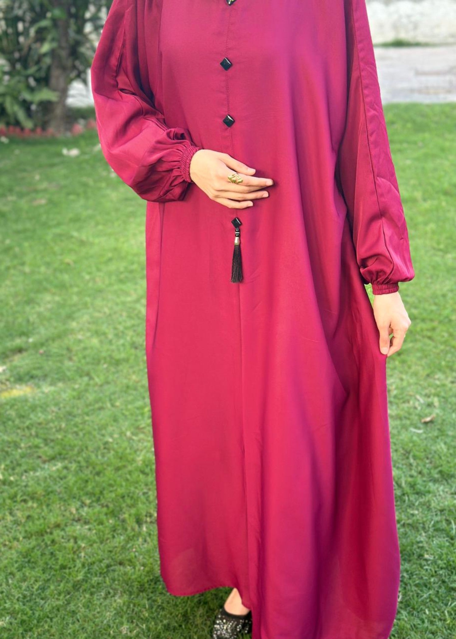 thai silk Abaya in Maroon