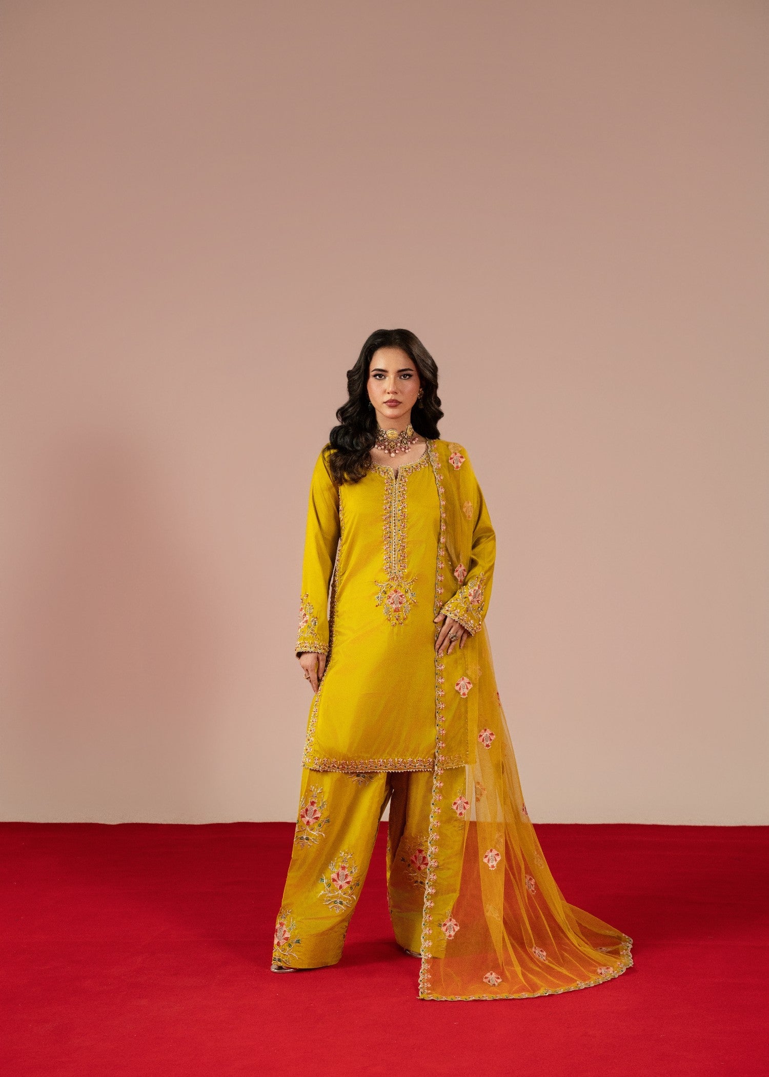 kattan silk Kurta Set in Mustard