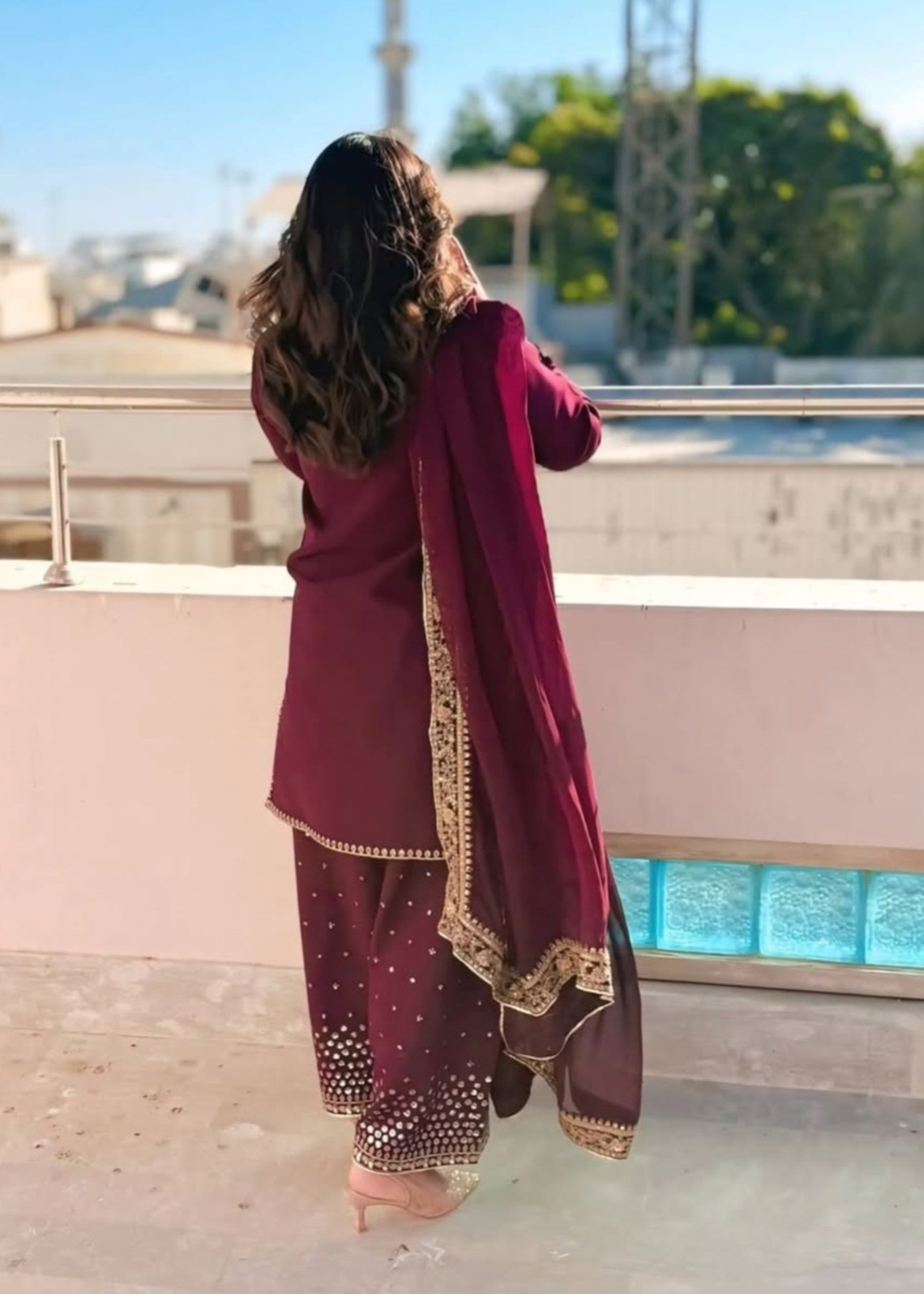 cotton Kurta Set in Maroon