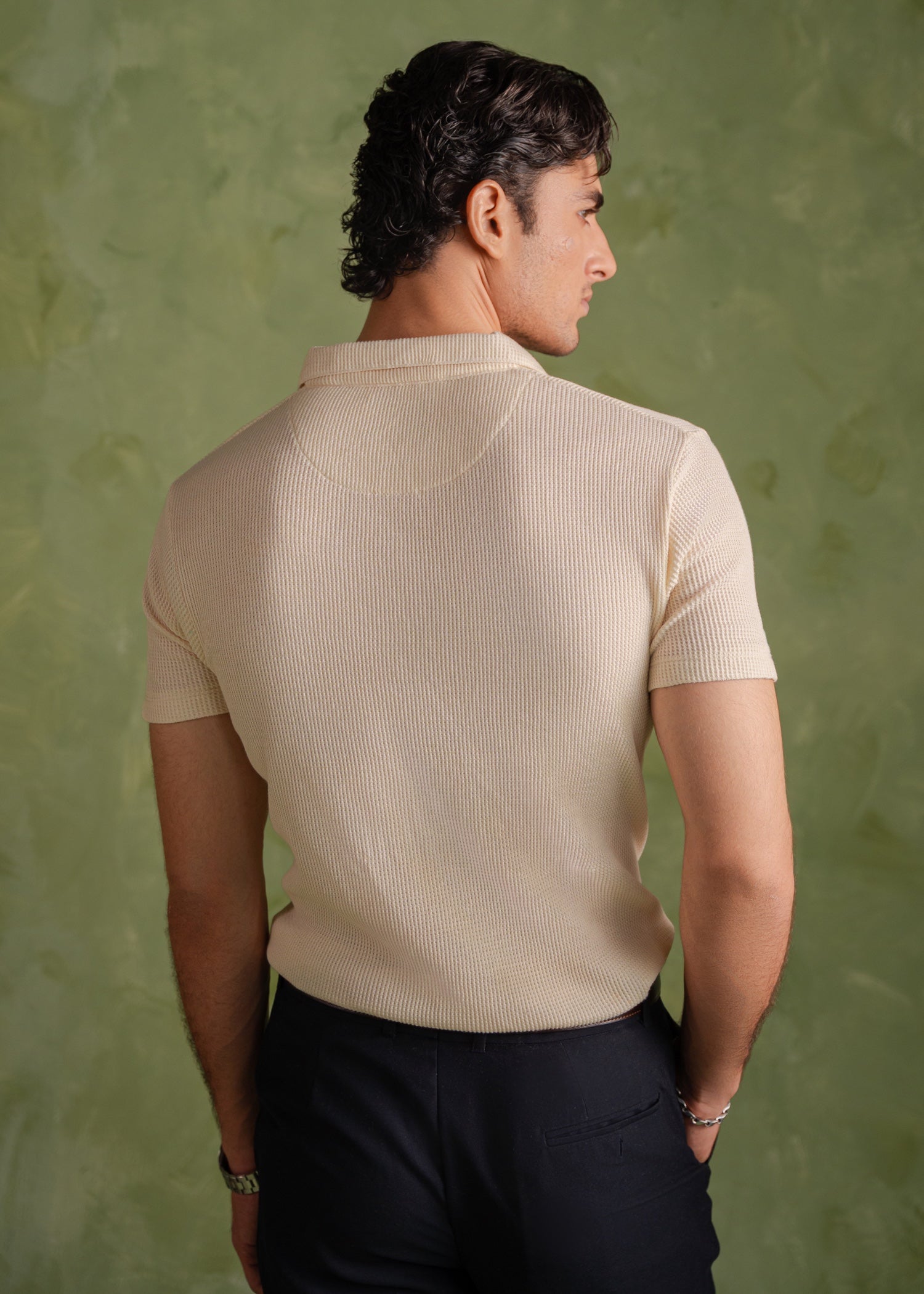cotton Polo Shirt in Off-white, cream