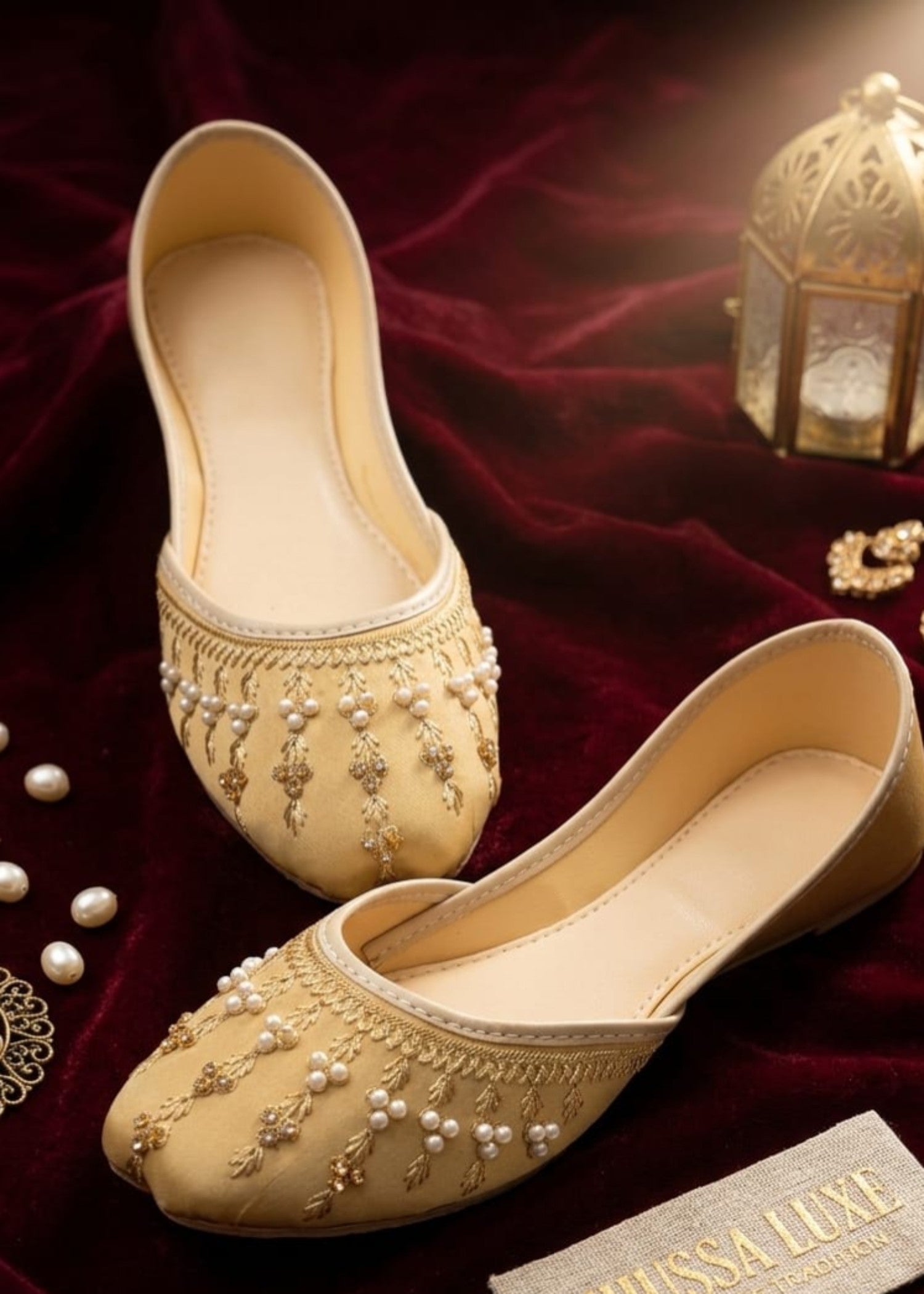 Khussa in Beige by - High Quality Women Khussa EGV9427