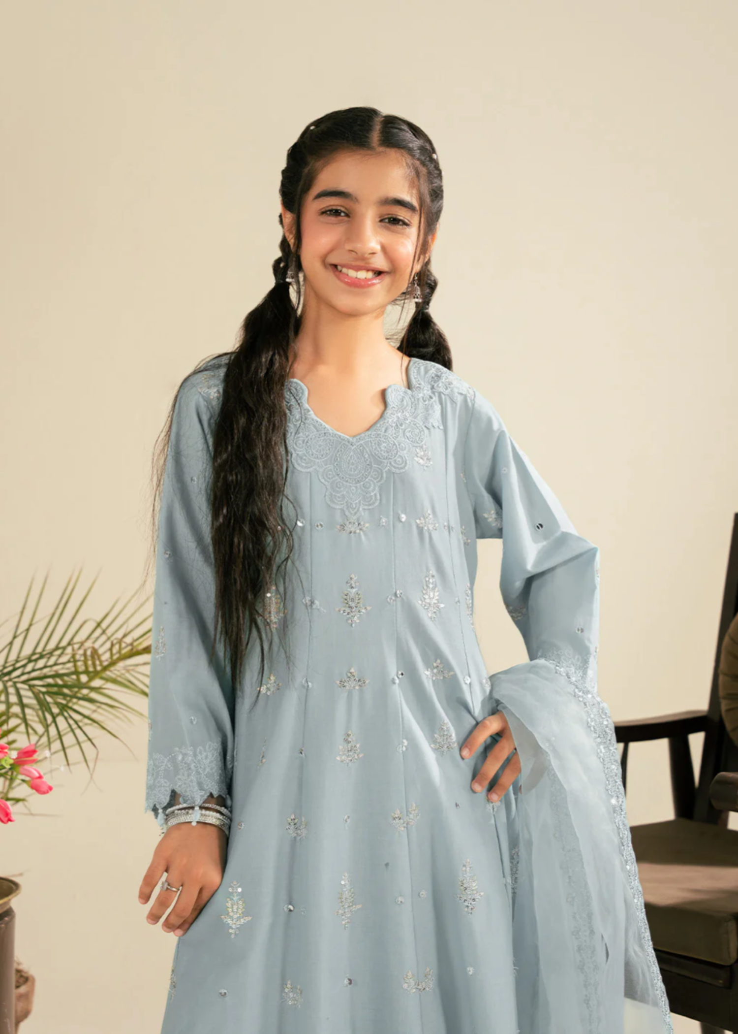 cotton Sharara in Sky blue