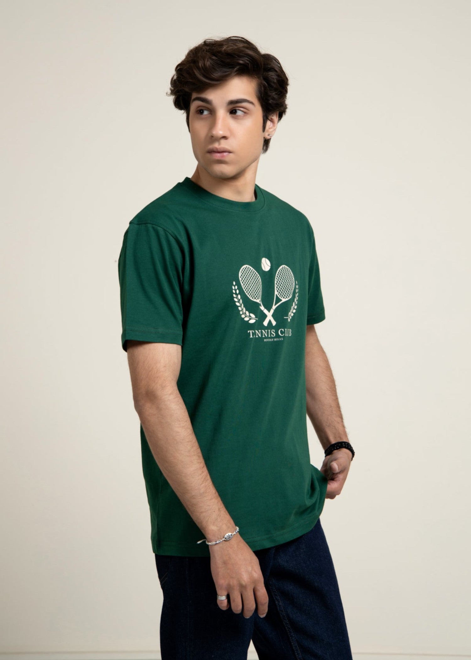 cotton jersey T Shirt in Green