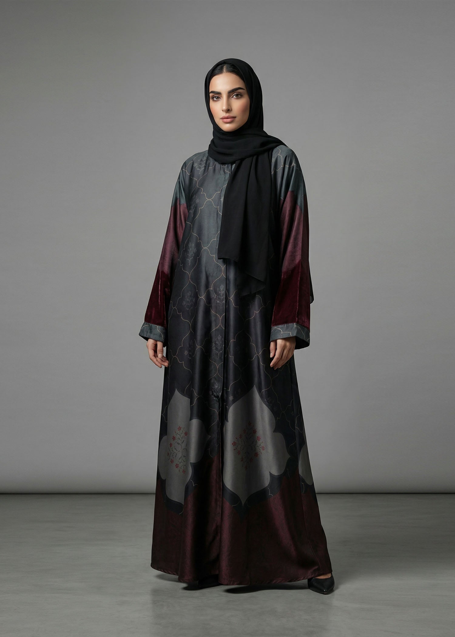 silk Abaya in Multi