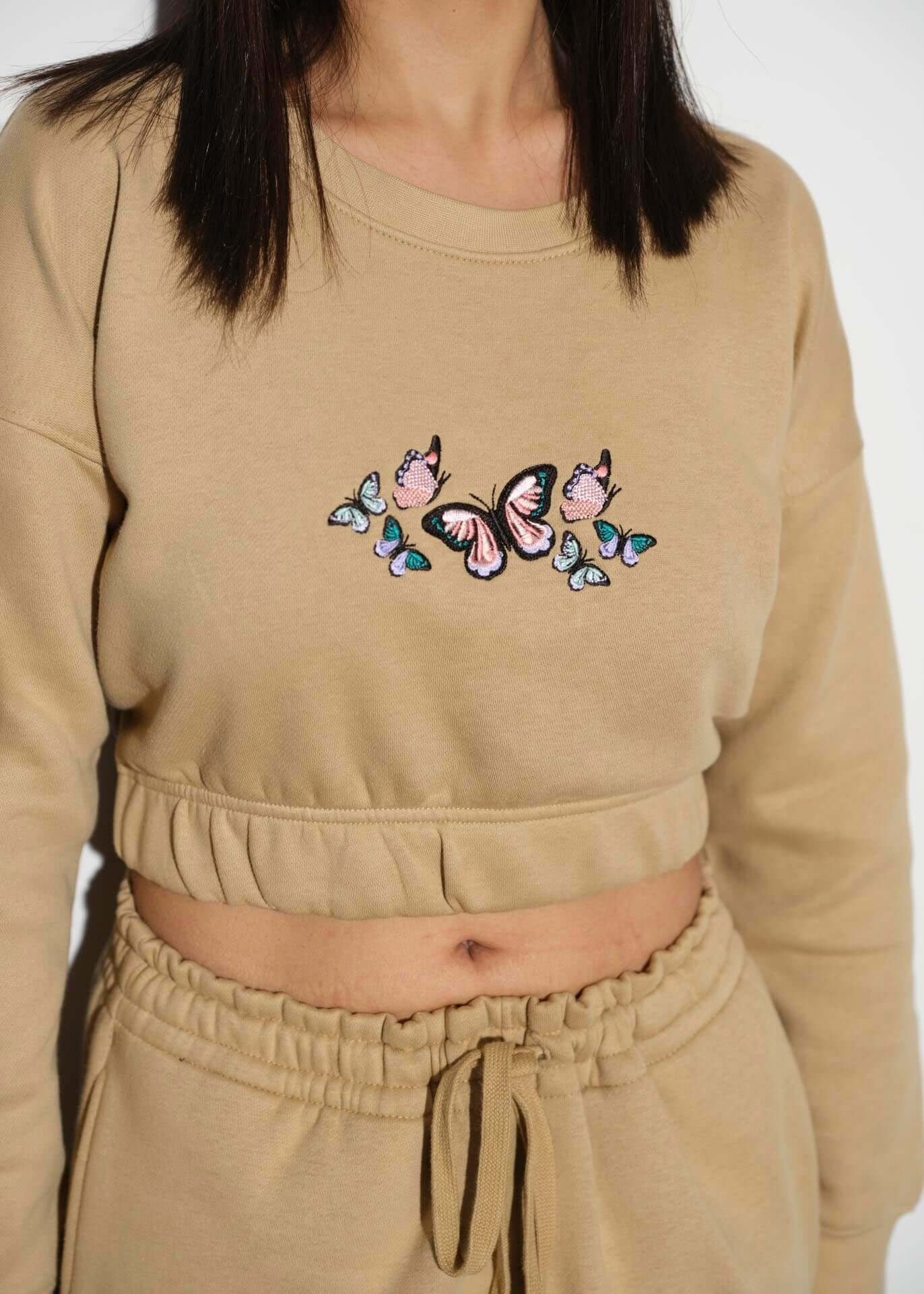 cotton pique Sweatshirt in Khaki brown