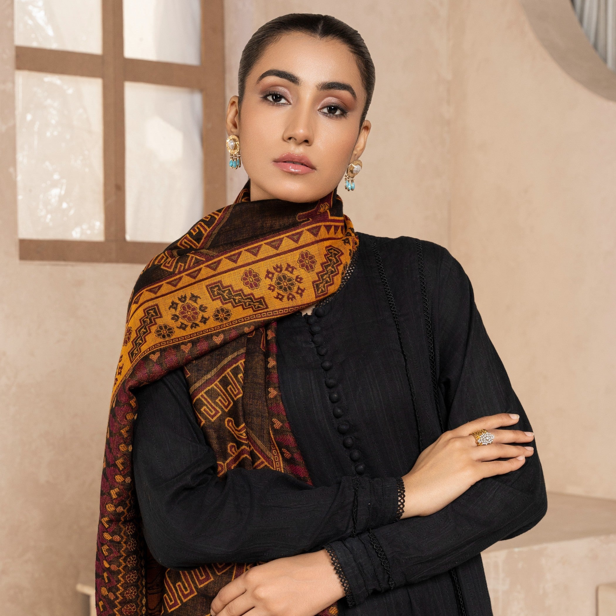 Shawl in Mustard Color by - Trendy Women Shawl FSK9306