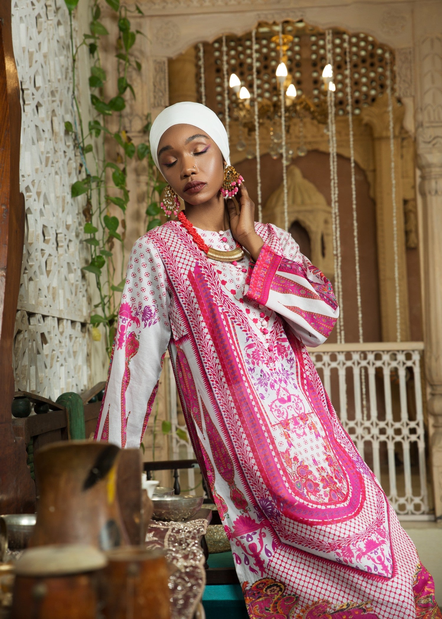 lawn Kurti in Hot pink, pink