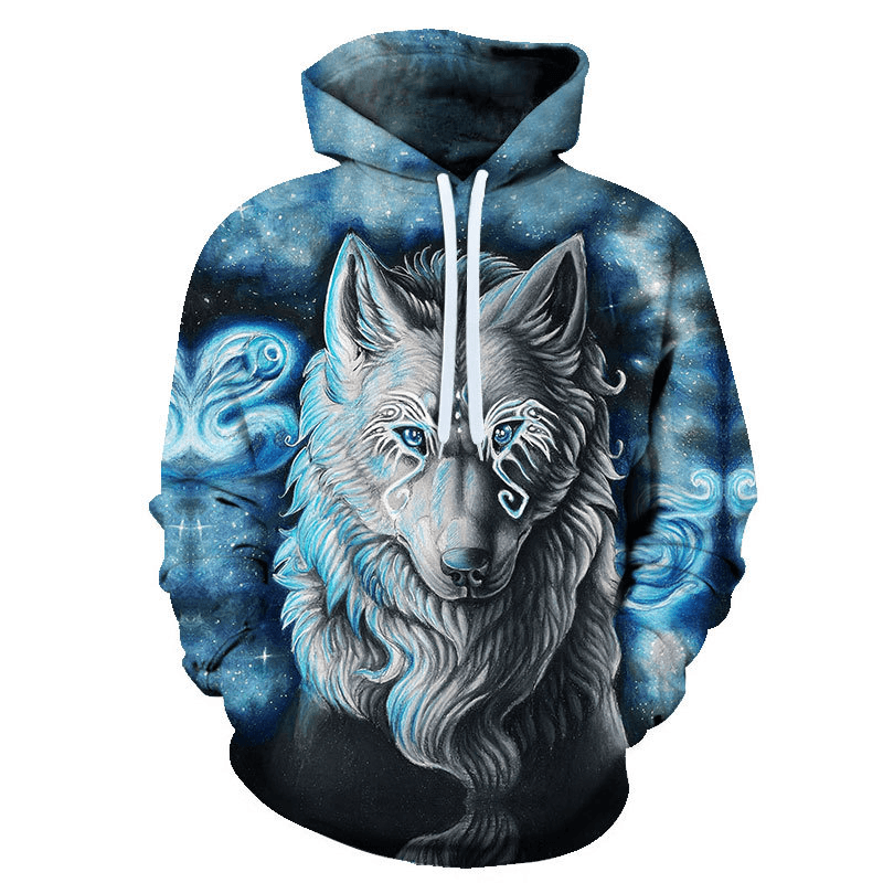 Animal Wolf 3D Digital Printing Men'S and Women'S Loose Sports Hoodie Sweater