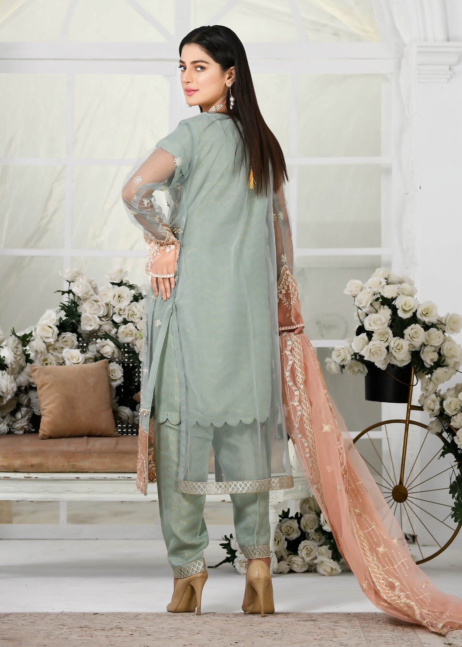 organza Gown in Tea green