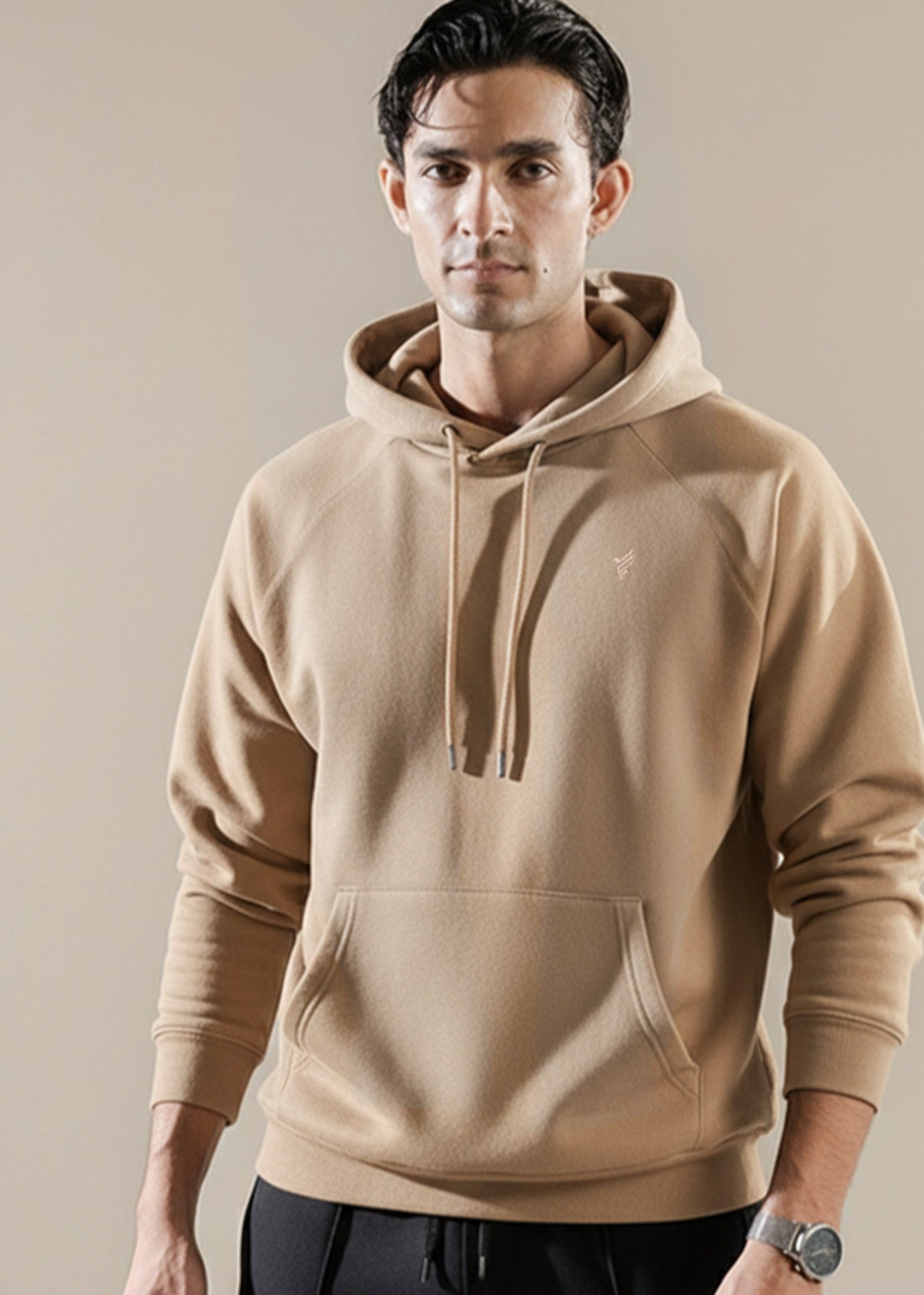 cotton Hoodie in Khaki brown