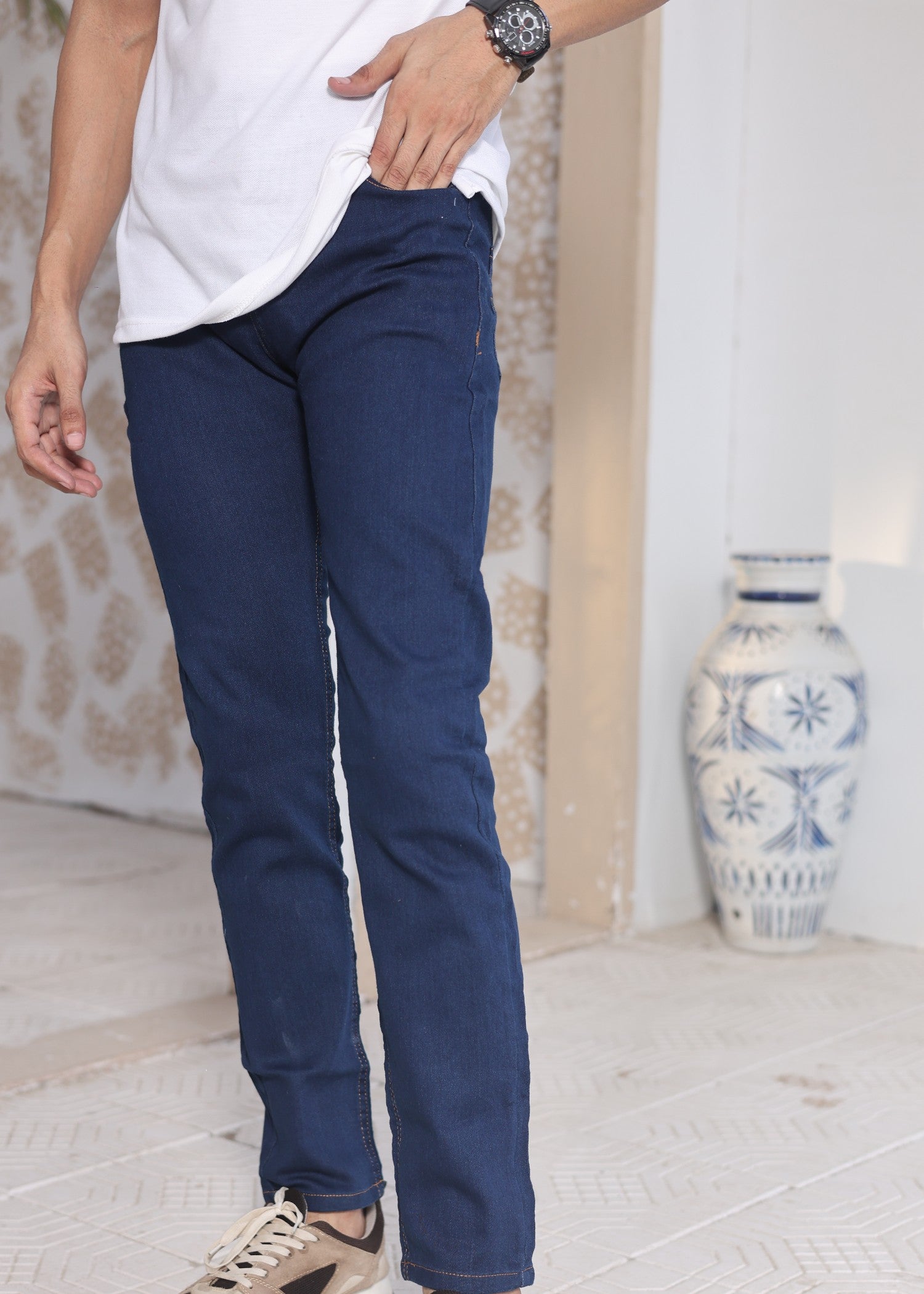 polycotton Jeans in Royal blue