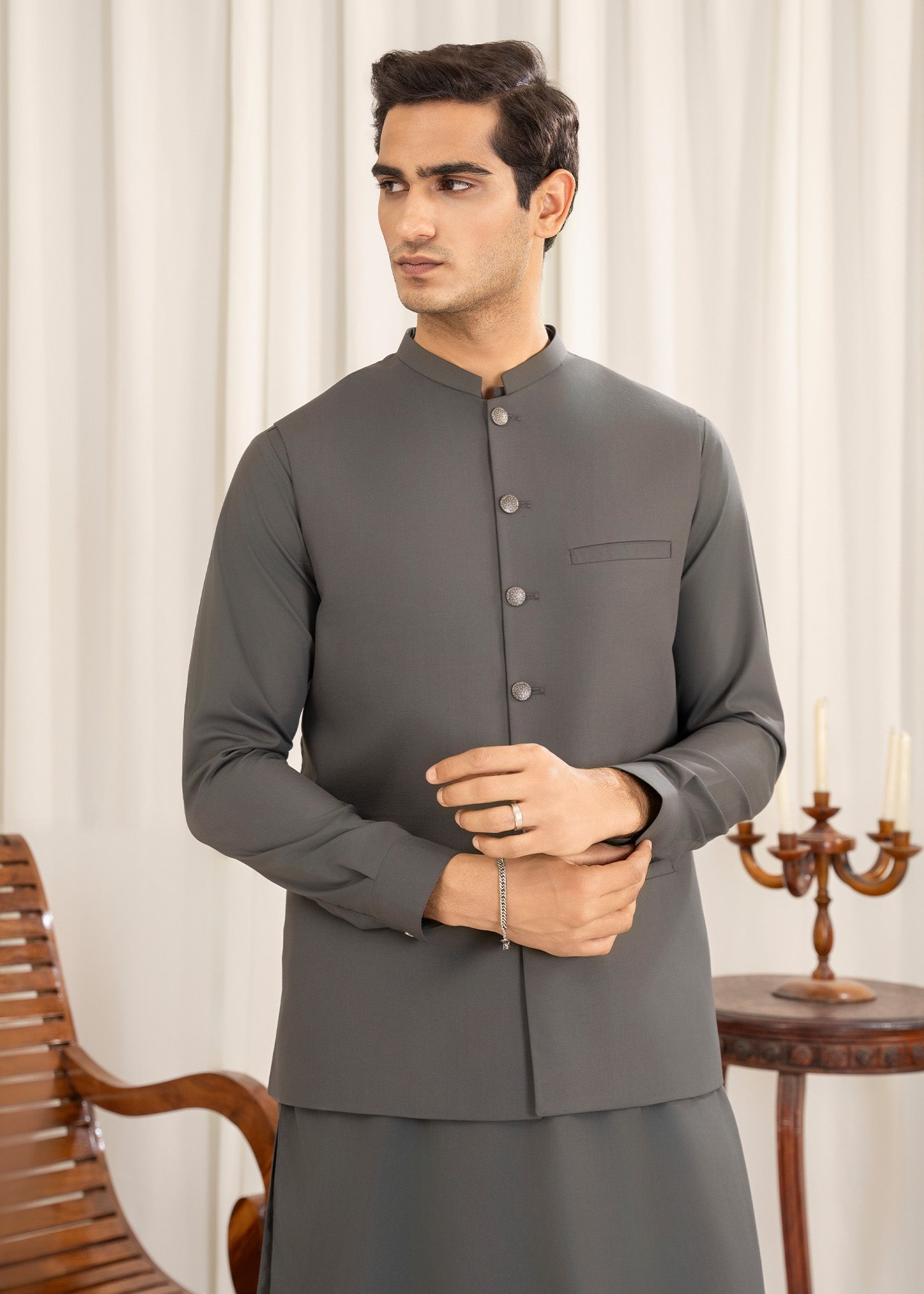wash & wear Waistcoat in Grey by Buraq